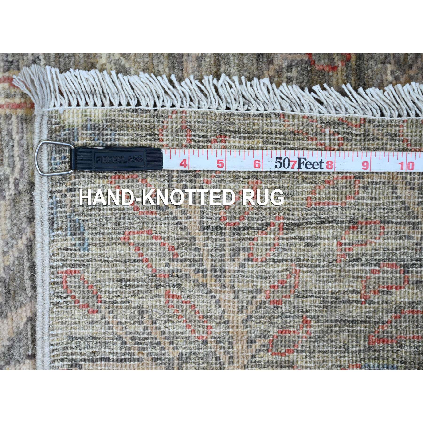2'6"x6'2" Nevada Gray, Afghan Peshawar with Birds of Paradise Design, Soft and Velvety Wool, Vegetable Dyes, Hand Knotted, Runner, Oriental Rug Sh20108