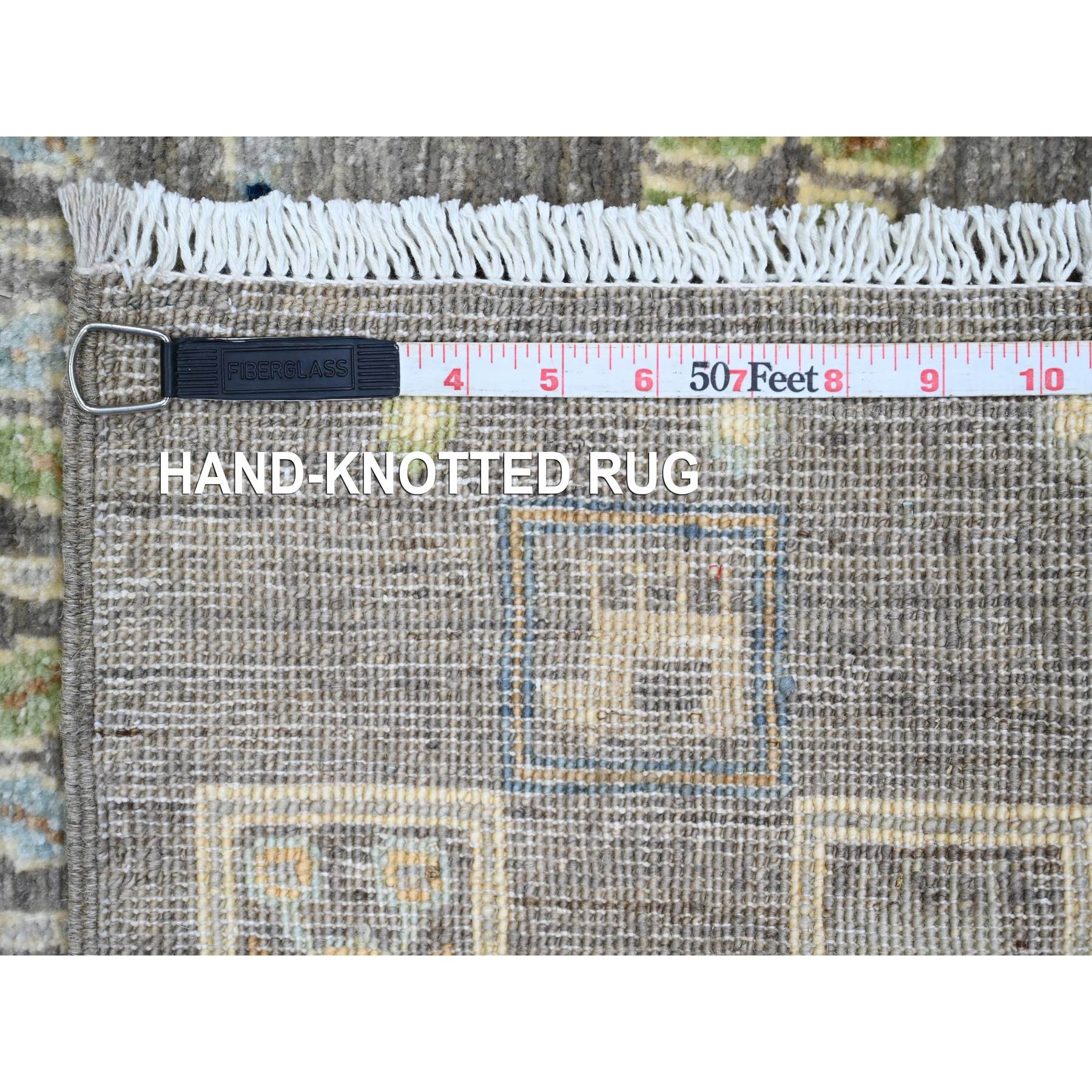 2'8"x9'7" Spanish Gray, Fine Kashkuli Gabbeh with Small Animal Figurines, Soft Wool, Hand Knotted, Natural Dyes, Runner, Oriental Rug Sh20117