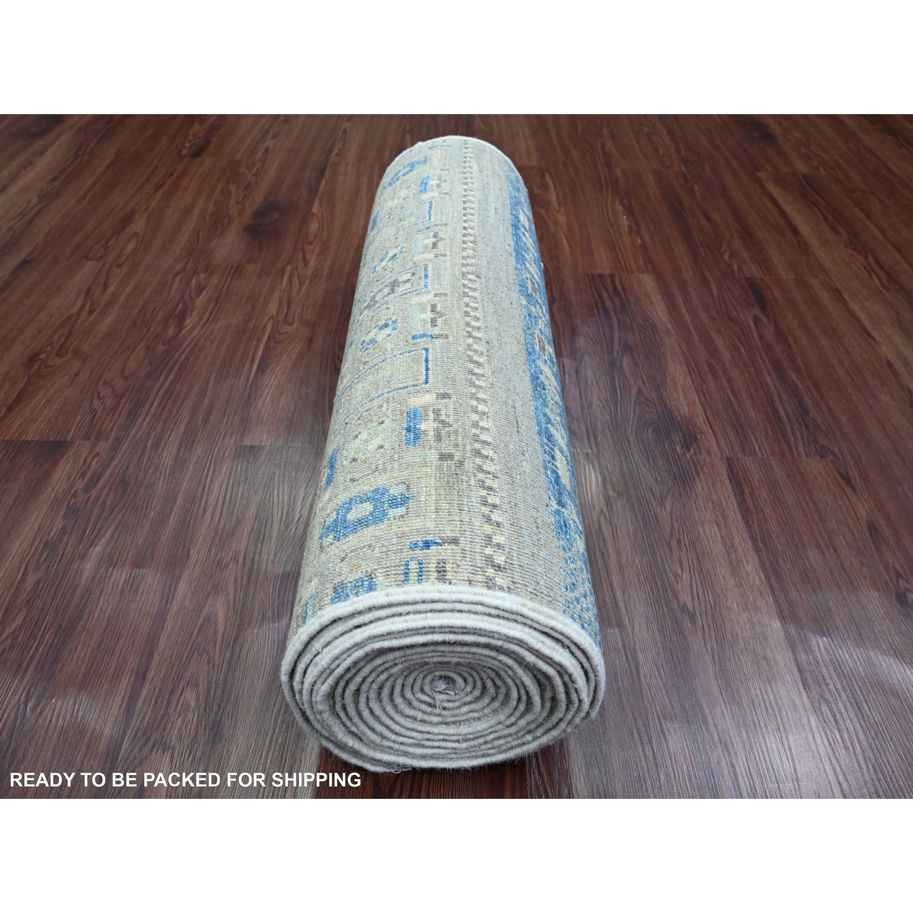 2'8"x19'1" Shades of Blue, Fine Kashkuli Gabbeh with Small Animal Figurines, Soft Wool, Hand Knotted, Vegetable Dyes, XL Runner, Oriental Rug Sh20118