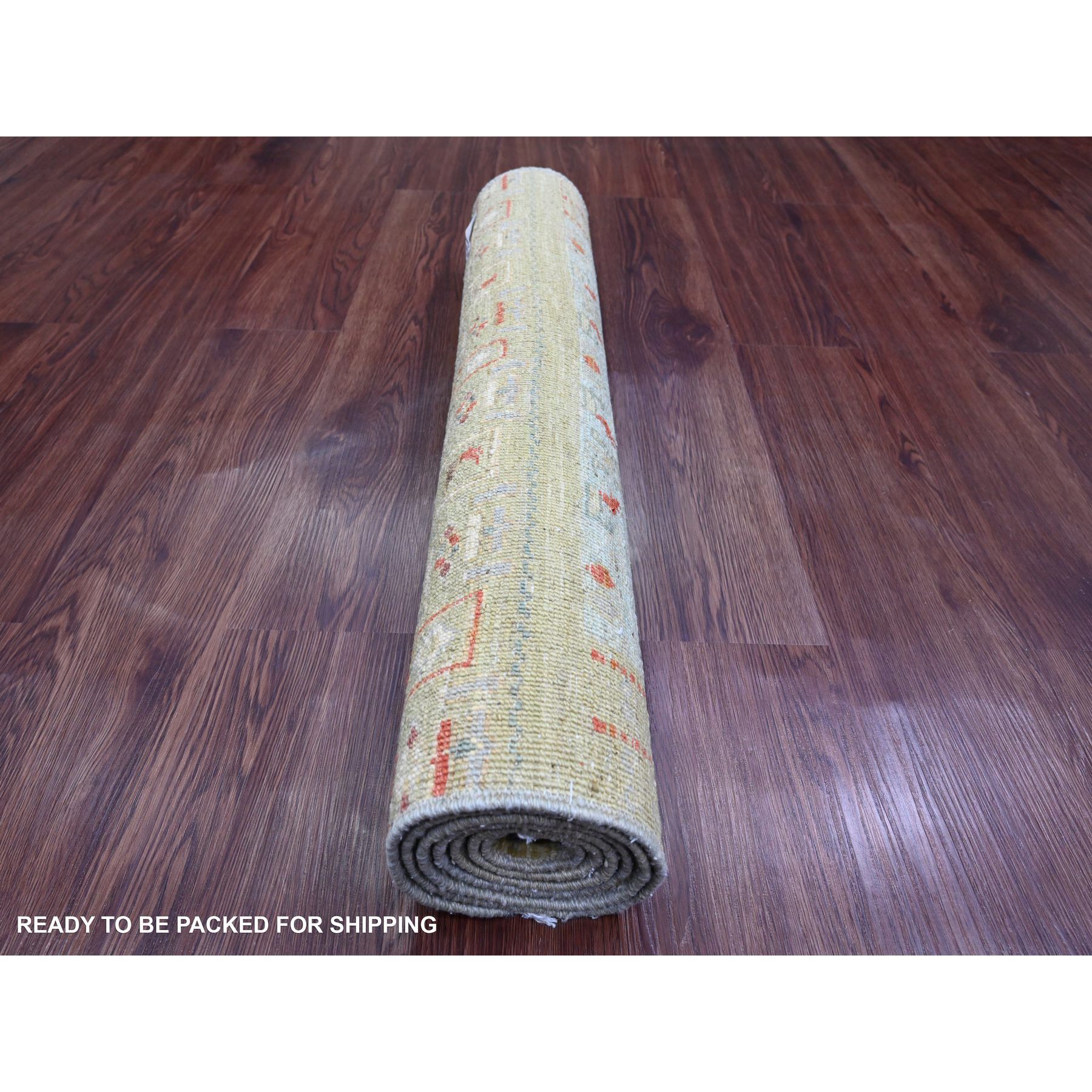 2'9"x5'10" Swamp Green, Fine Kashkuli Gabbeh with Small Animal Figurines, Hand Knotted, Soft Wool, Natural Dyes, Runner, Oriental Rug Sh20119