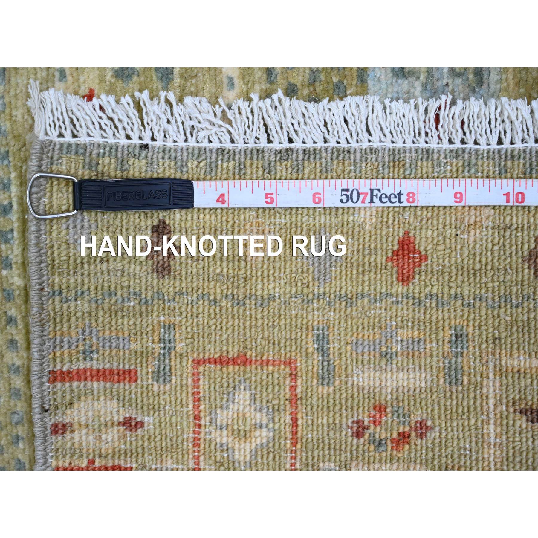 2'9"x5'10" Swamp Green, Fine Kashkuli Gabbeh with Small Animal Figurines, Hand Knotted, Soft Wool, Natural Dyes, Runner, Oriental Rug Sh20119
