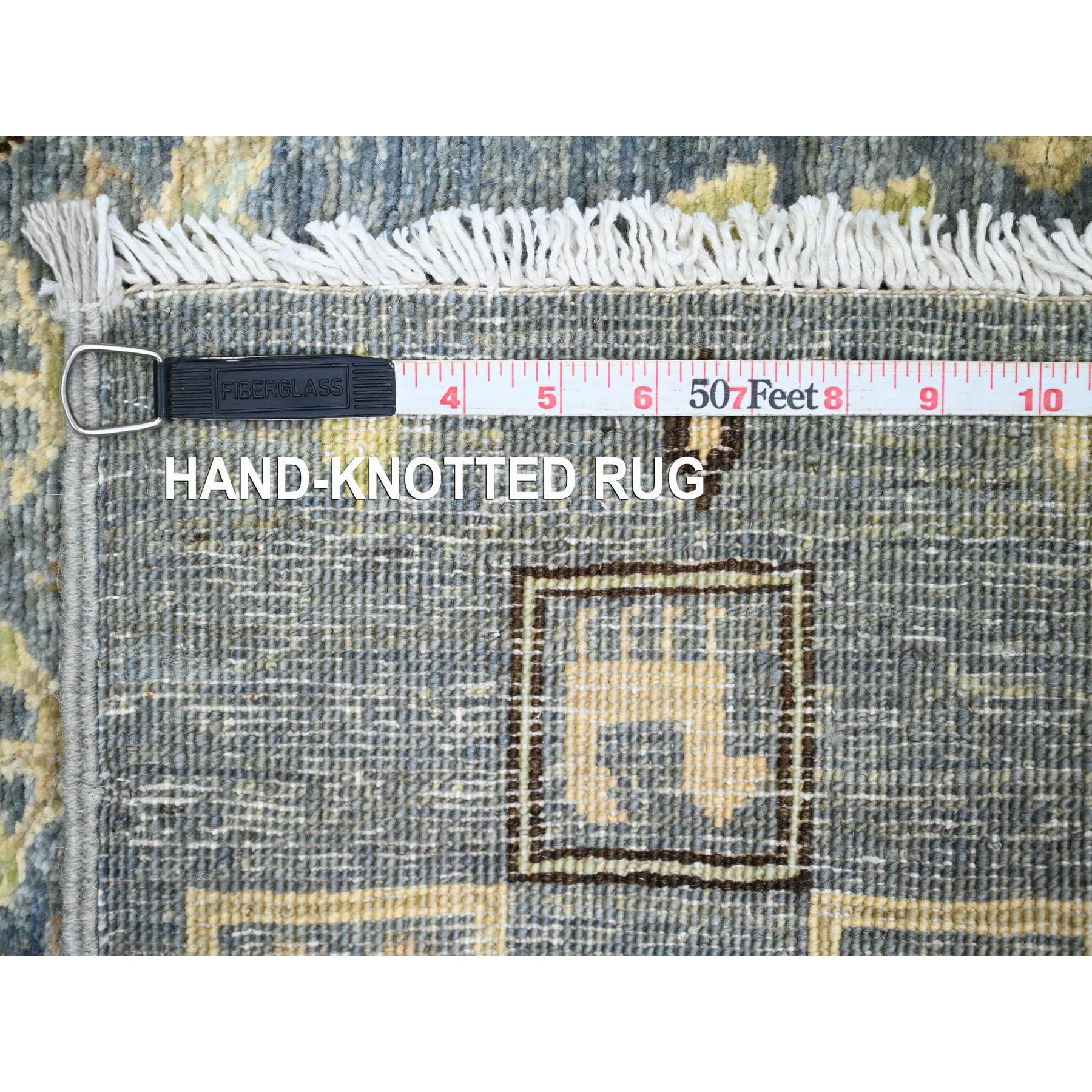 2'8"x7'7" Pewter Gray with Ivory, Hand Knotted, Fine Kashkuli Gabbeh with Small Animal Figurines, Soft Wool, Veggie Dyes, Runner, Oriental Rug Sh20120
