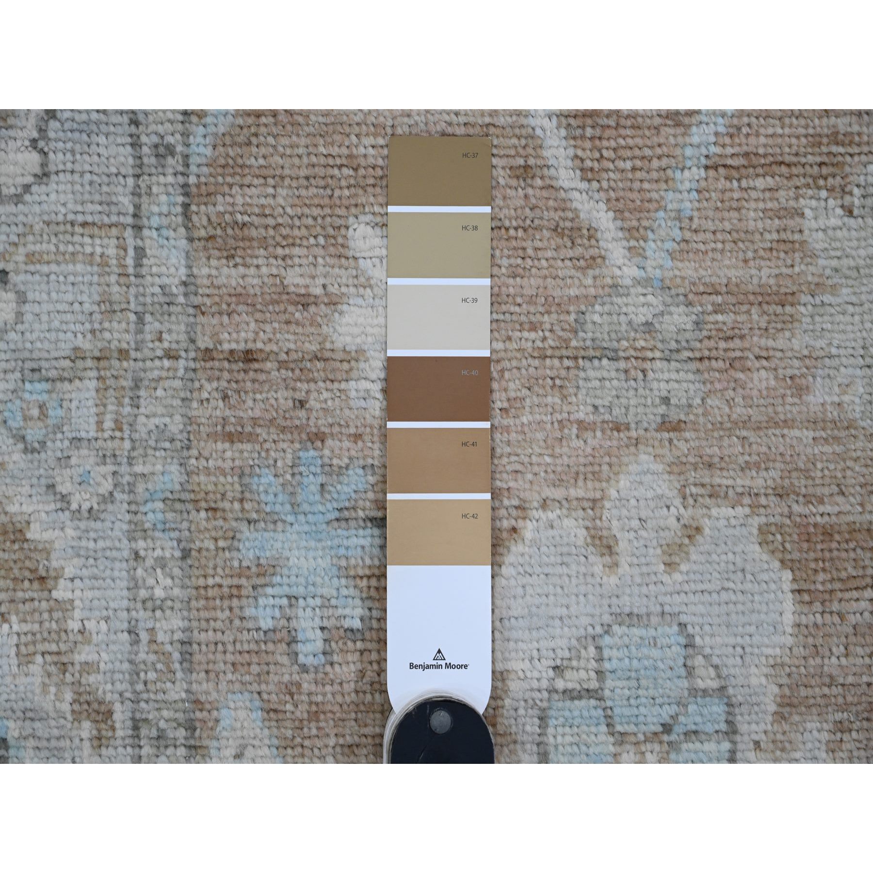2'9"x9'6" Almond Brown, Afghan Angora Oushak with All Over Leaf Design, Vegetable Dyes, Hand Knotted, 100% Wool, Runner, Oriental Rug Sh20129