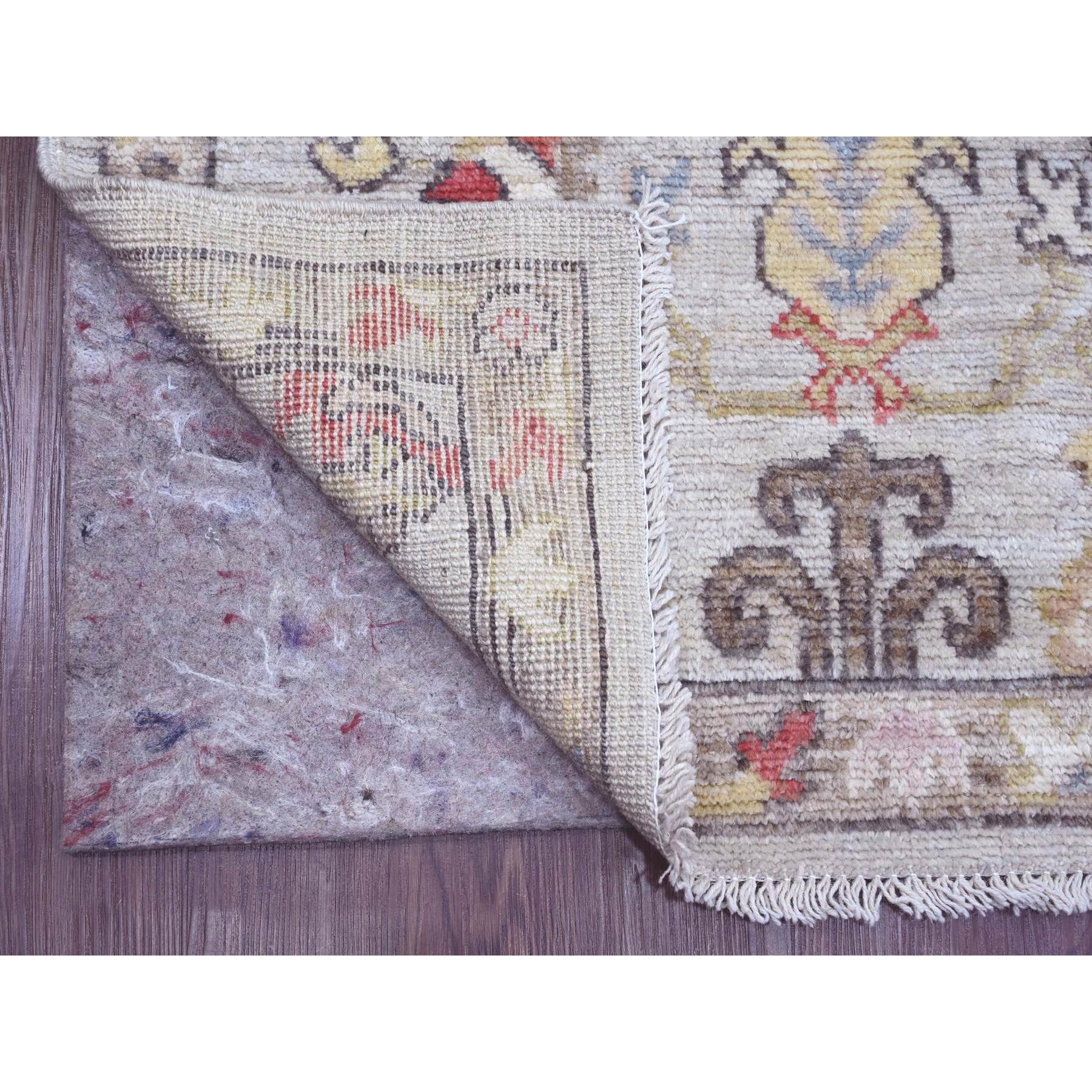 3'x5' Medium Gray, Hand Knotted, Afghan Angora Oushak with Colorful Leaf Design, Veggie Dyes, 100% Wool, Oriental Rug Sh20133
