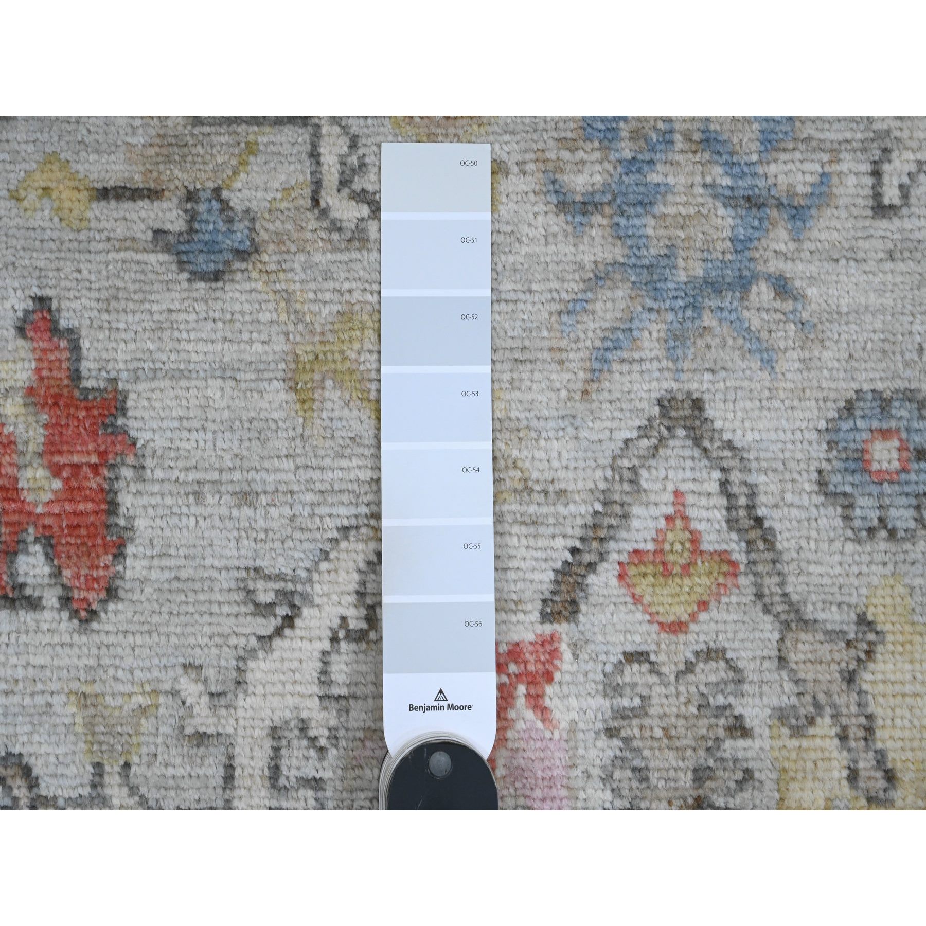 3'x5' Medium Gray, Hand Knotted, Afghan Angora Oushak with Colorful Leaf Design, Veggie Dyes, 100% Wool, Oriental Rug Sh20133
