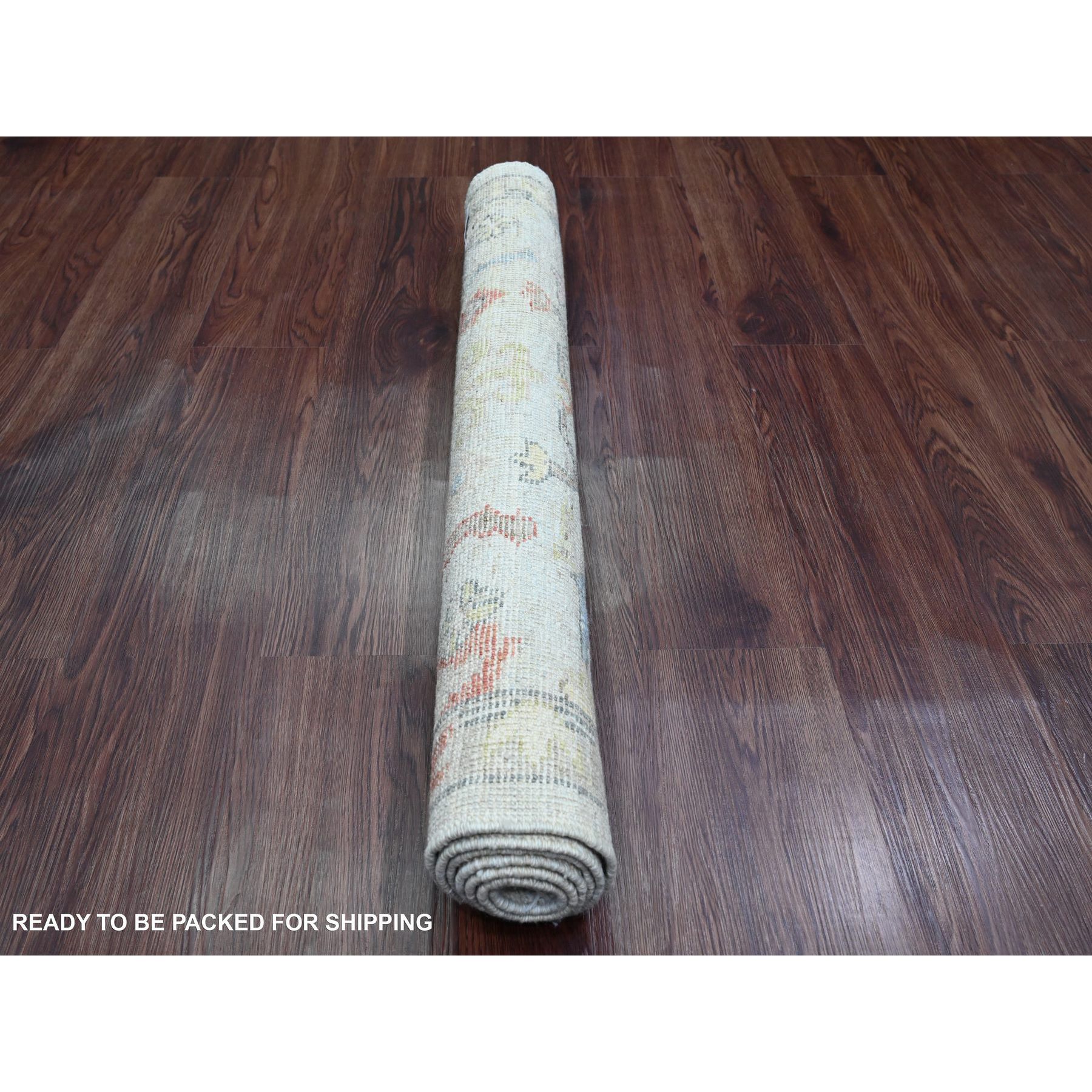 3'x5' Medium Gray, Hand Knotted, Afghan Angora Oushak with Colorful Leaf Design, Veggie Dyes, 100% Wool, Oriental Rug Sh20133