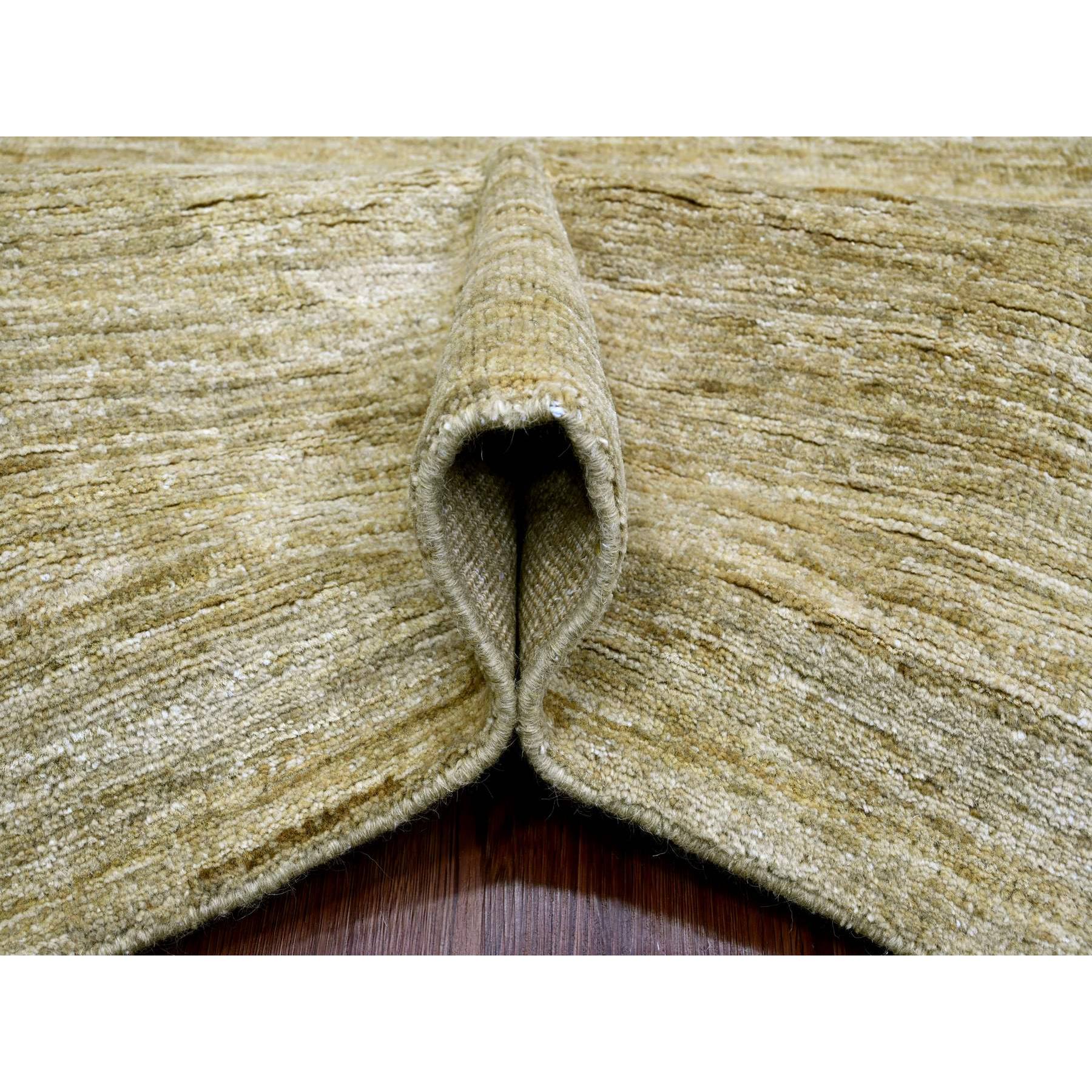 8'9"x11'7" Ecru Brown, Plain Solid Pattern, Hand Knotted, Hand Spun Ghazni Wool, Lush and Plush, Oriental Rug Sh20139