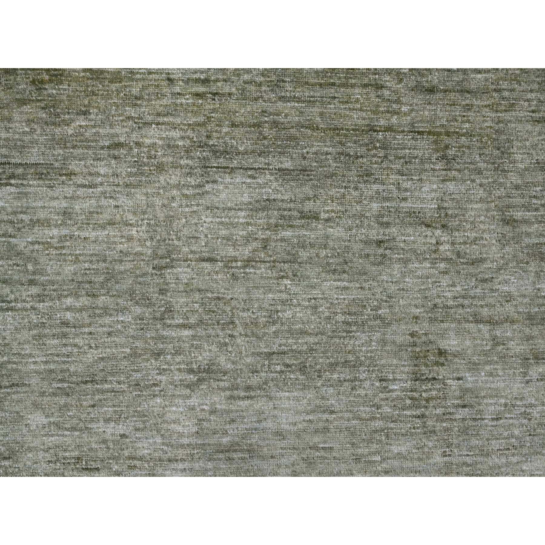 8'5"x11'5" Reseda Green, Hand Spun Ghazni Wool, Plain Solid Pattern, Hand Knotted, Lush and Plush, Oriental Rug Sh20142