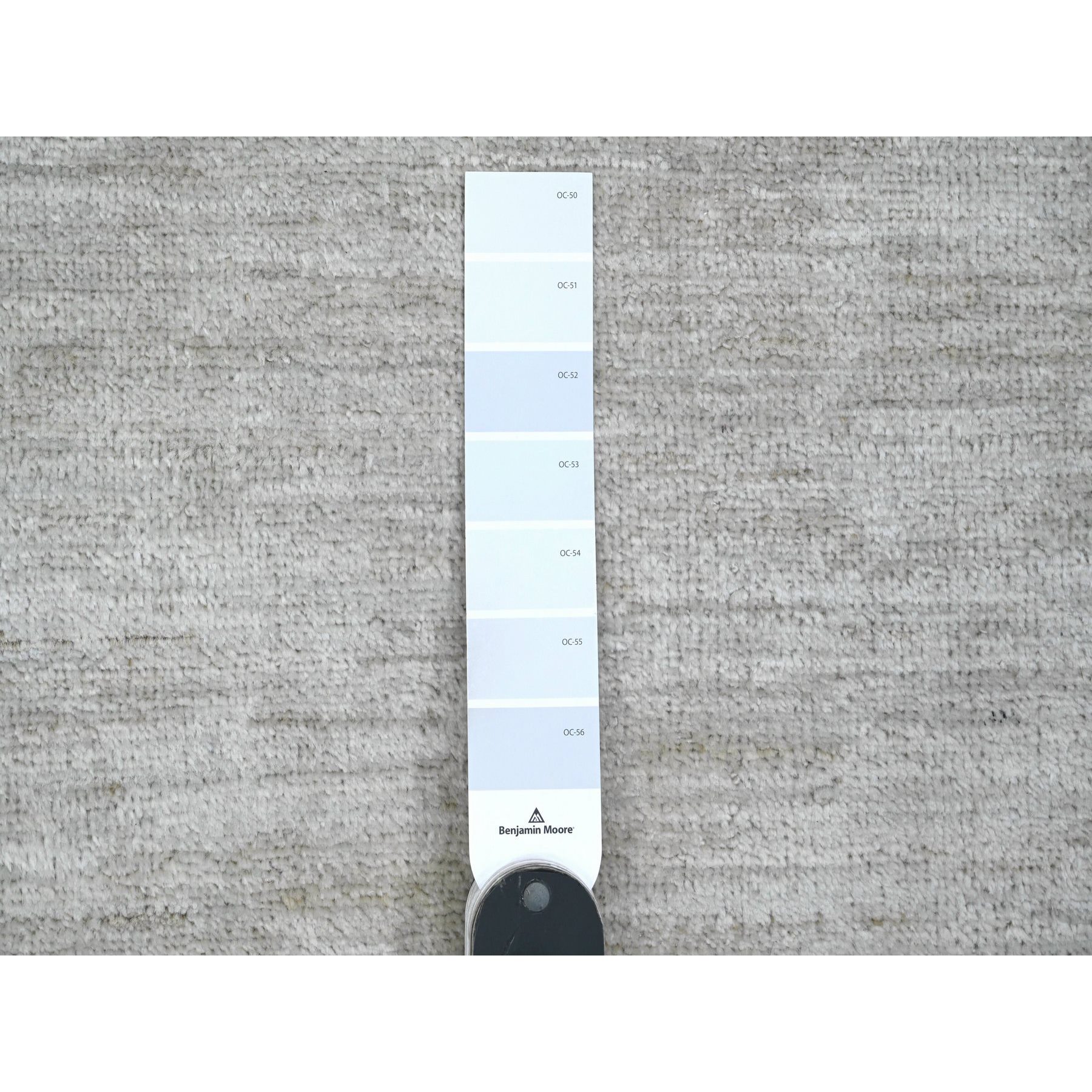 8'7"x11'9" Cloud Gray, Plain Solid Pattern, Hand Knotted, Hand Spun Ghazni Wool, Lush and Plush, Oriental Rug Sh20143