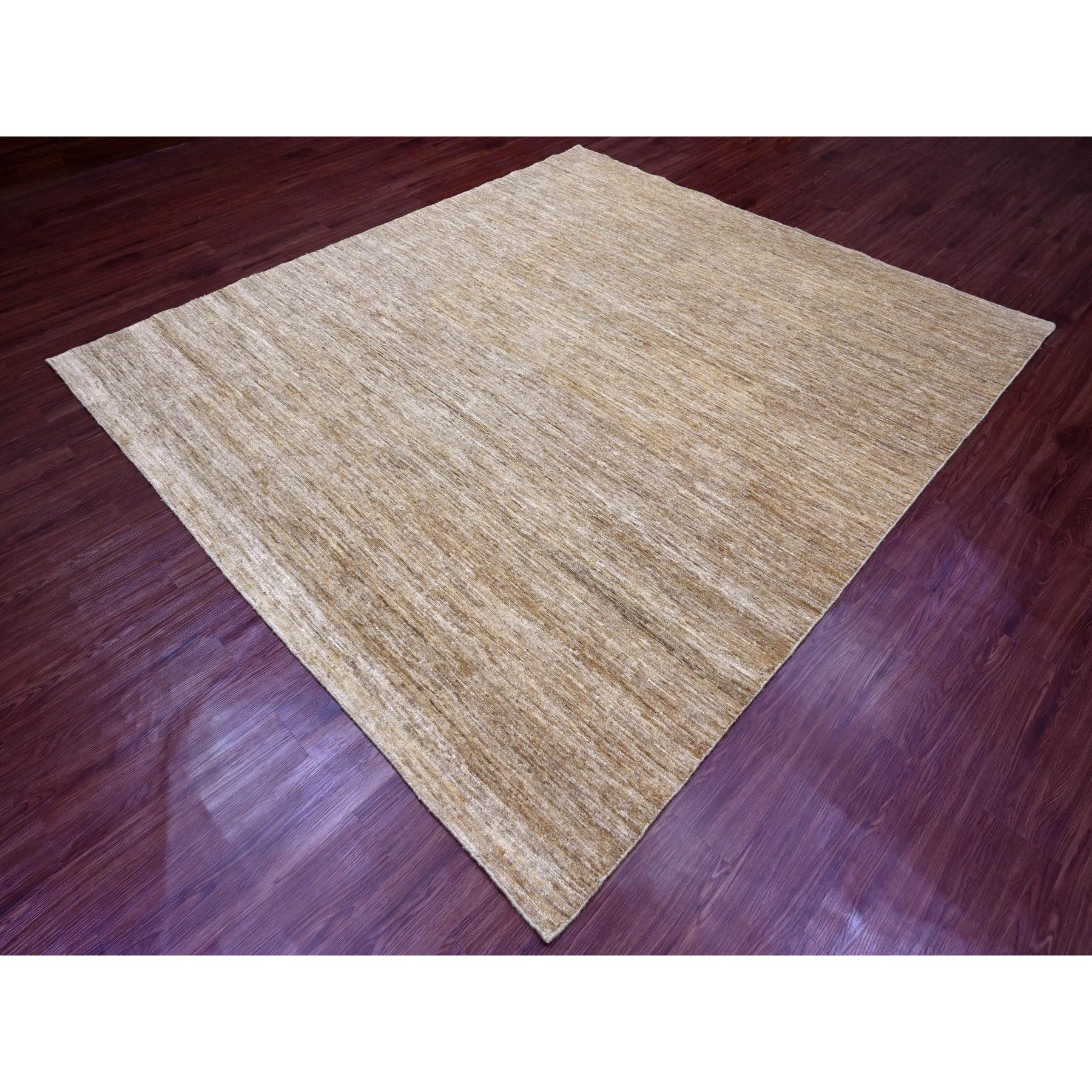8'x9' Copper Brown, Hand Spun Ghazni Wool, Plain Solid Pattern, Hand Knotted, Lush and Plush, Squarish, Oriental Rug Sh20144