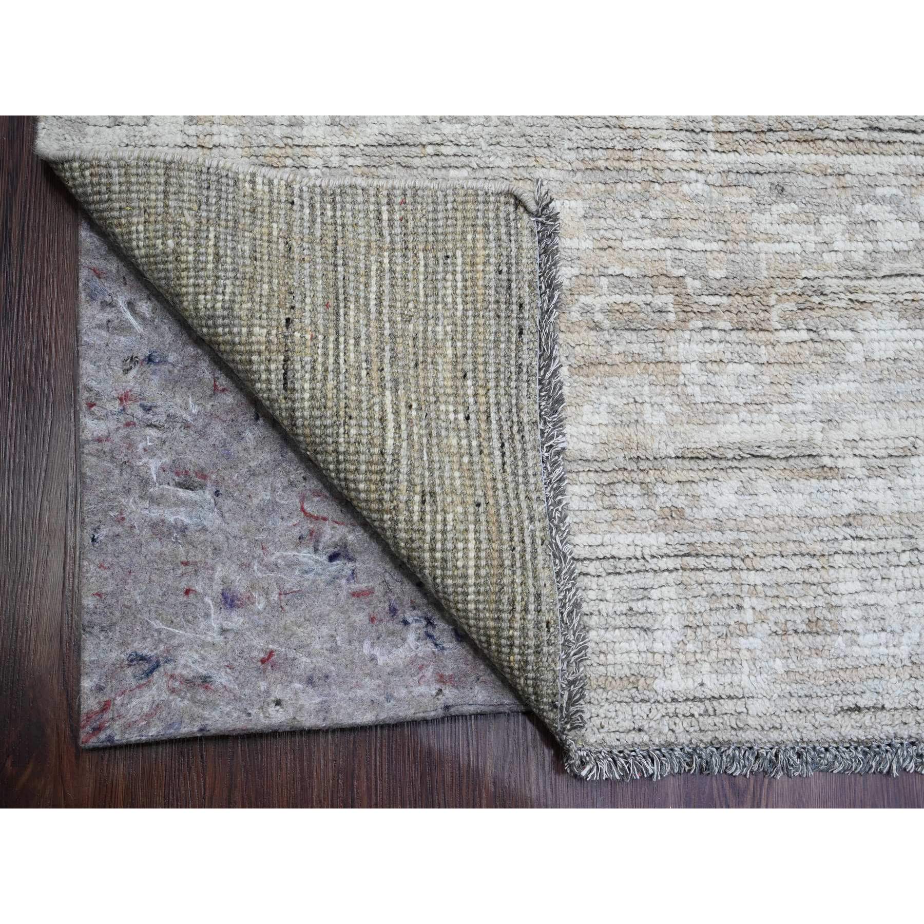 9'x12' Light Brown, Moroccan Weave with Erased and Broken Pattern, Abrash, Hand Knotted, Pure Wool, Oriental Rug Sh20145