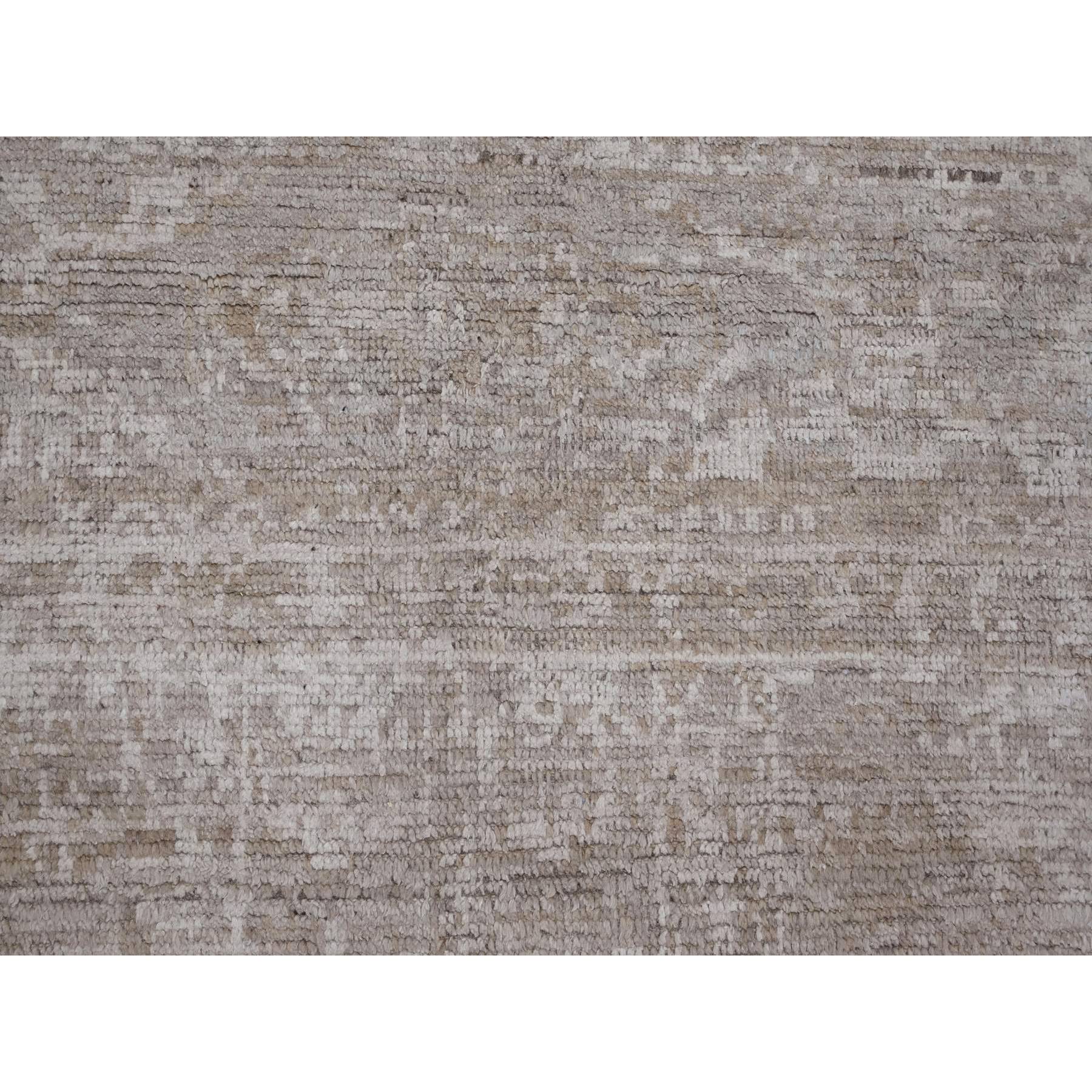 9'x12' Light Brown, Moroccan Weave with Erased and Broken Pattern, Abrash, Hand Knotted, Pure Wool, Oriental Rug Sh20145
