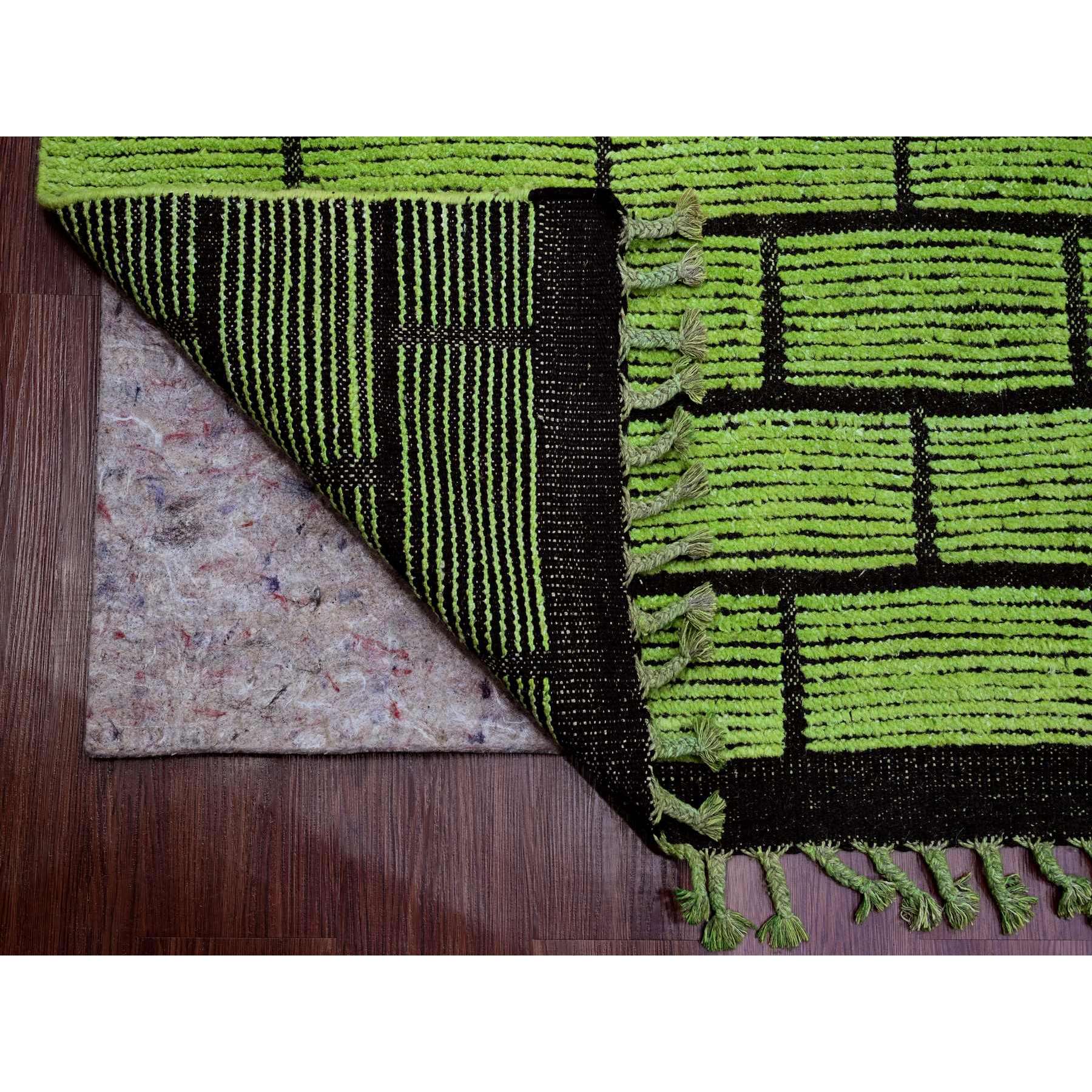 8'2"x10'6" Pear Green, Hand Knotted, Moroccan Weave with All Over Brick Design, Pure Wool, Oriental Rug Sh20147