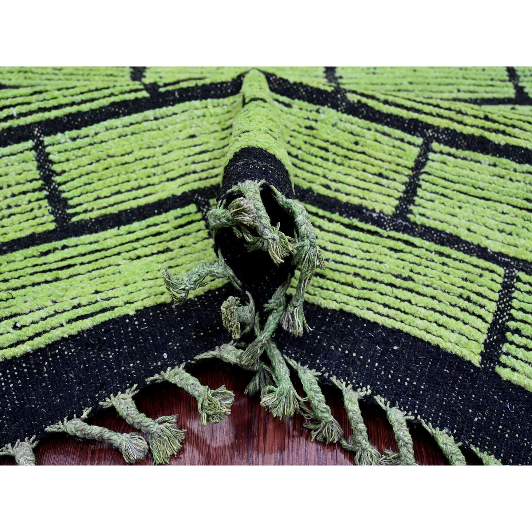 8'2"x10'6" Pear Green, Hand Knotted, Moroccan Weave with All Over Brick Design, Pure Wool, Oriental Rug Sh20147
