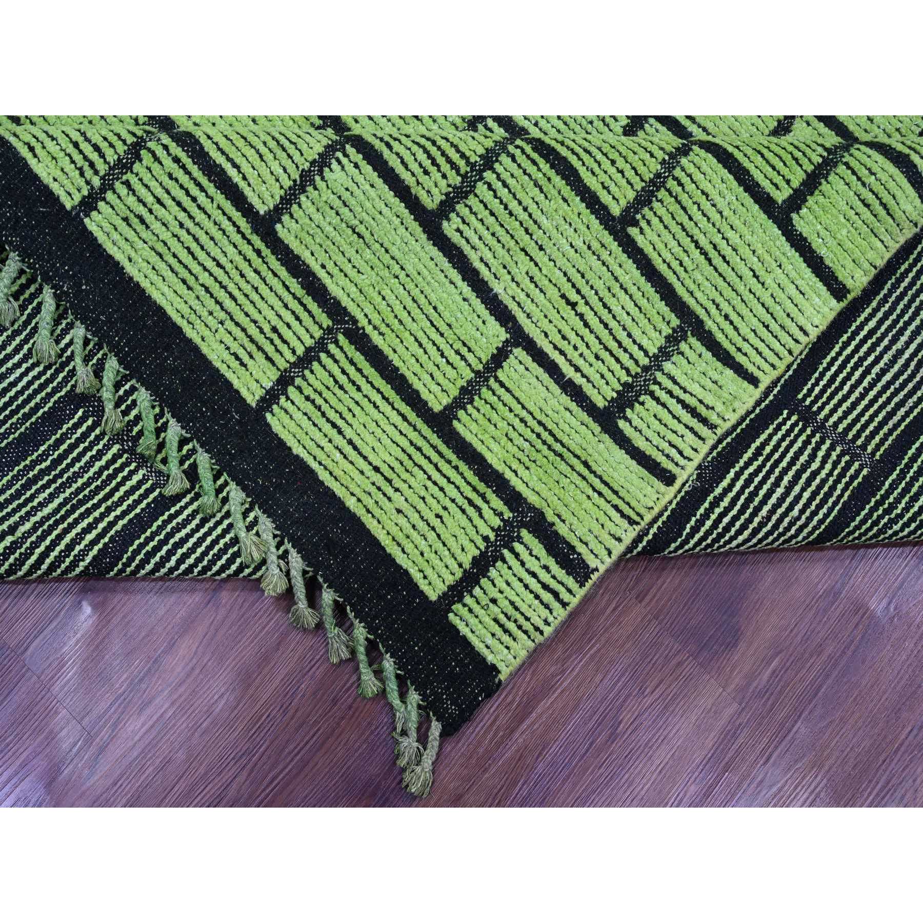 8'2"x10'6" Pear Green, Hand Knotted, Moroccan Weave with All Over Brick Design, Pure Wool, Oriental Rug Sh20147