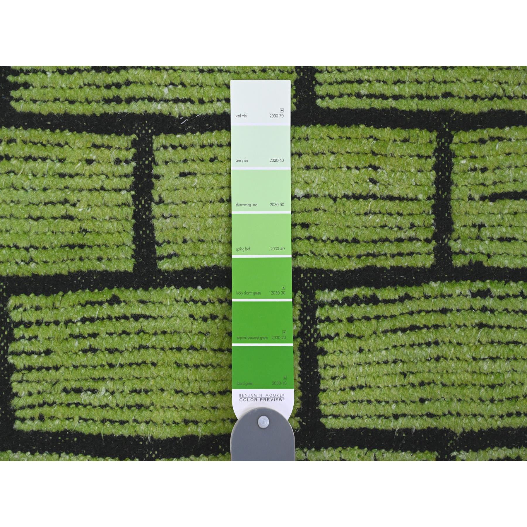 8'2"x10'6" Pear Green, Hand Knotted, Moroccan Weave with All Over Brick Design, Pure Wool, Oriental Rug Sh20147