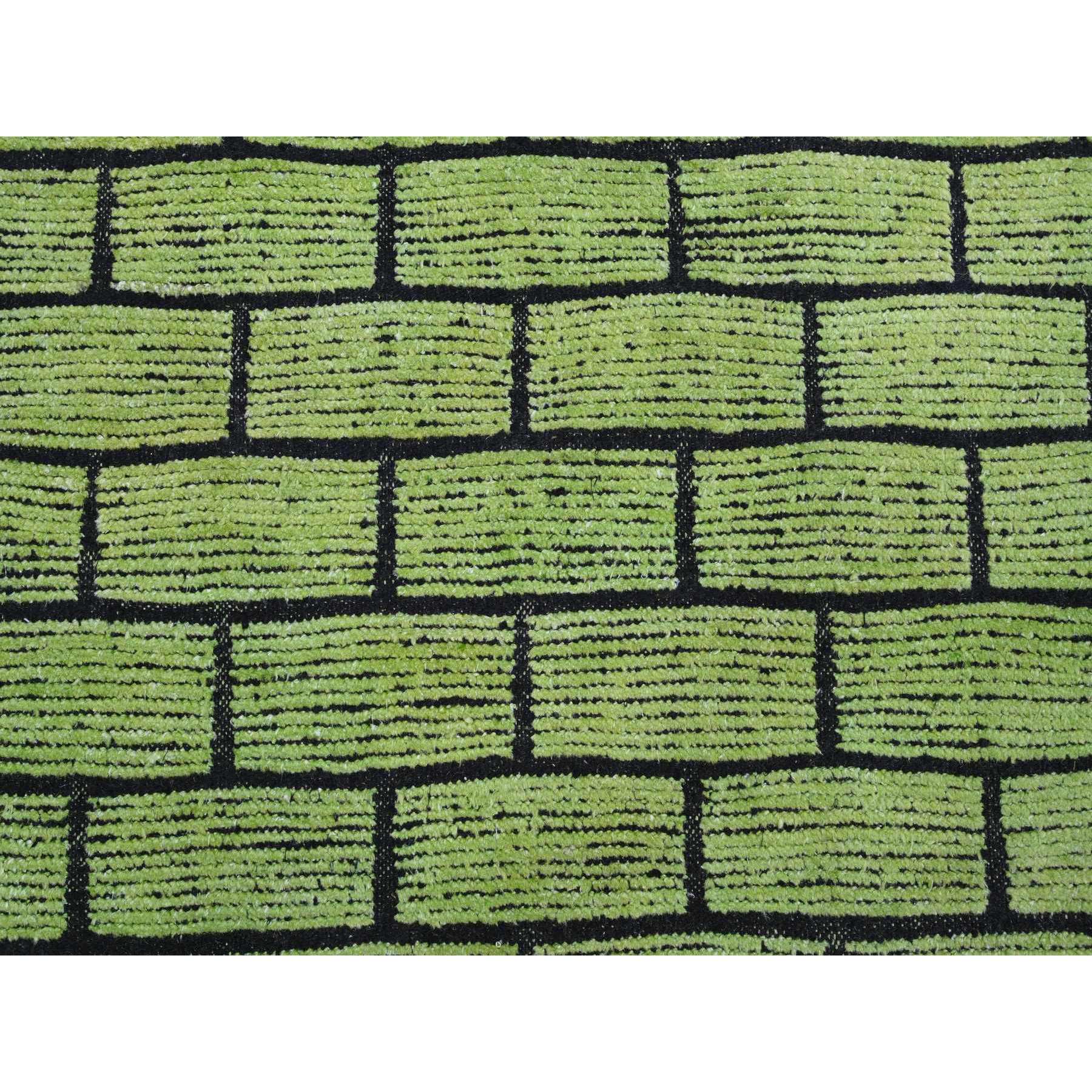 8'2"x10'6" Pear Green, Hand Knotted, Moroccan Weave with All Over Brick Design, Pure Wool, Oriental Rug Sh20147