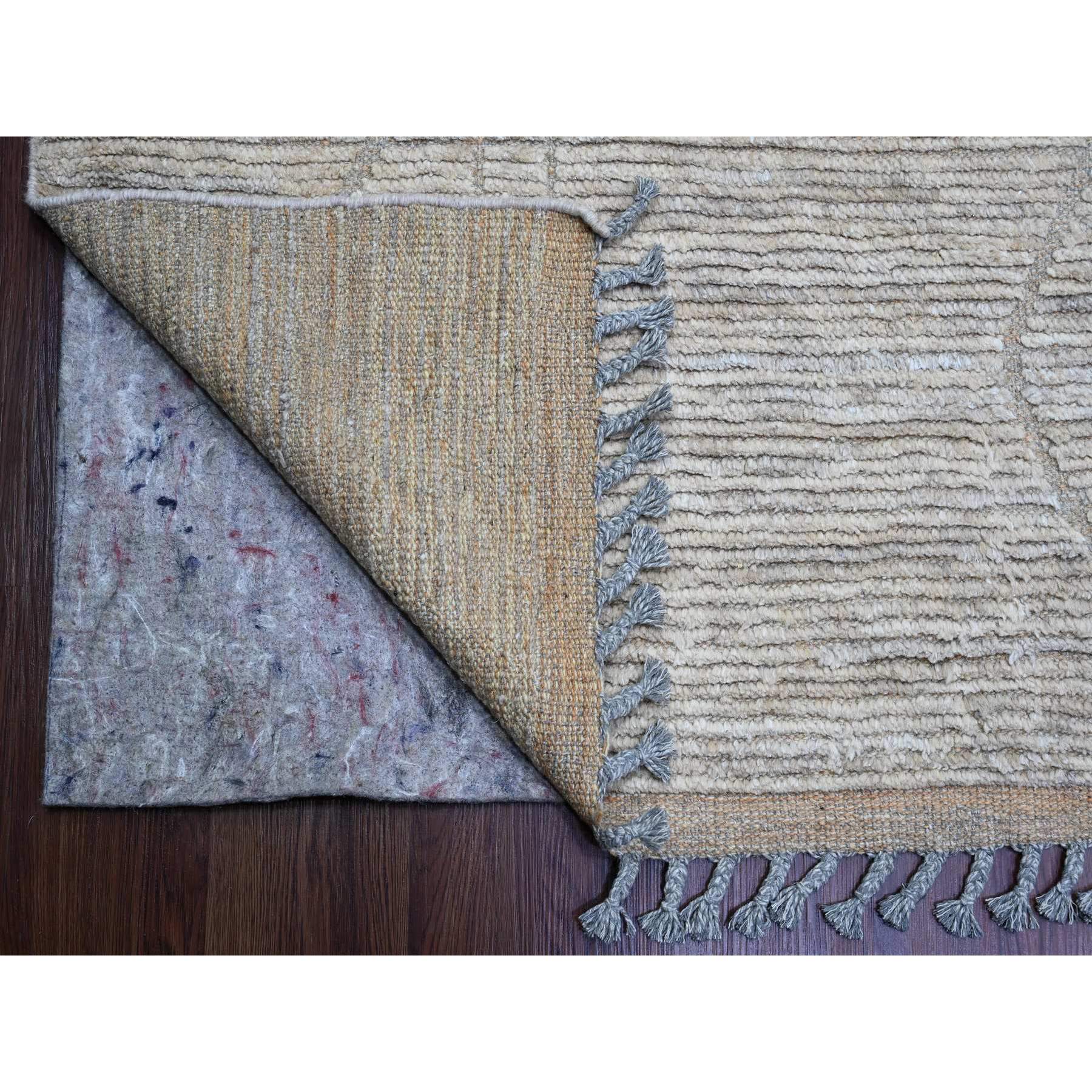 9'8"x14'7" Stone Gray, Moroccan Weave with Textured and Variegated Design, Hand Knotted, 100% Wool, Oriental Rug Sh20148