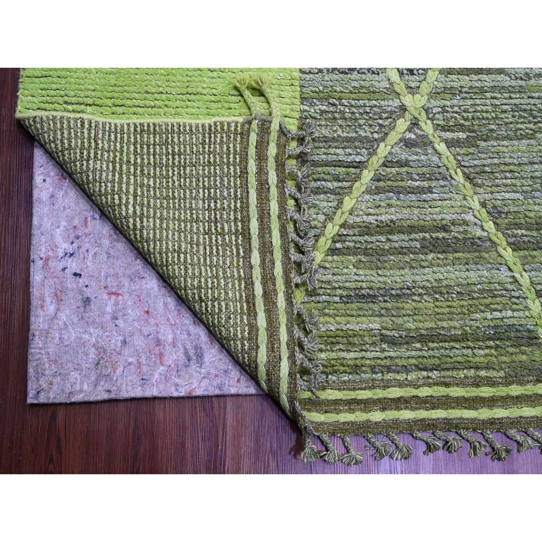 11'7"x14'8" Shades of Green, Modernistic Swedish Design and Weave, Criss Cross Pattern, 100% Wool, Hand Knotted, Oriental Rug Sh20150
