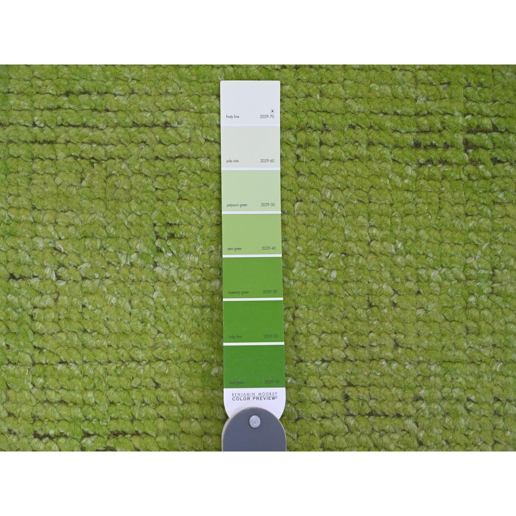 11'7"x14'8" Shades of Green, Modernistic Swedish Design and Weave, Criss Cross Pattern, 100% Wool, Hand Knotted, Oriental Rug Sh20150