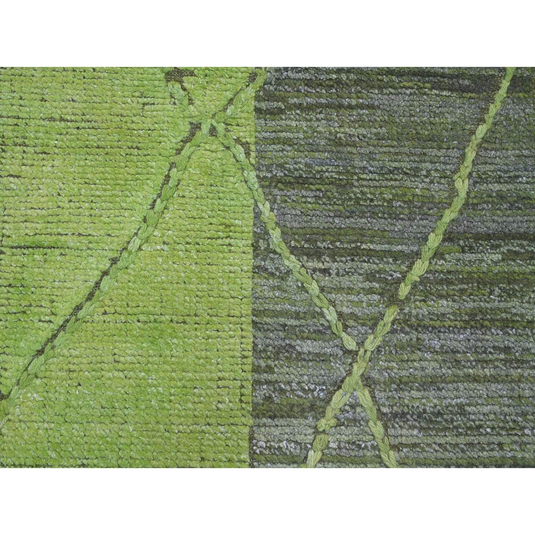11'7"x14'8" Shades of Green, Modernistic Swedish Design and Weave, Criss Cross Pattern, 100% Wool, Hand Knotted, Oriental Rug Sh20150