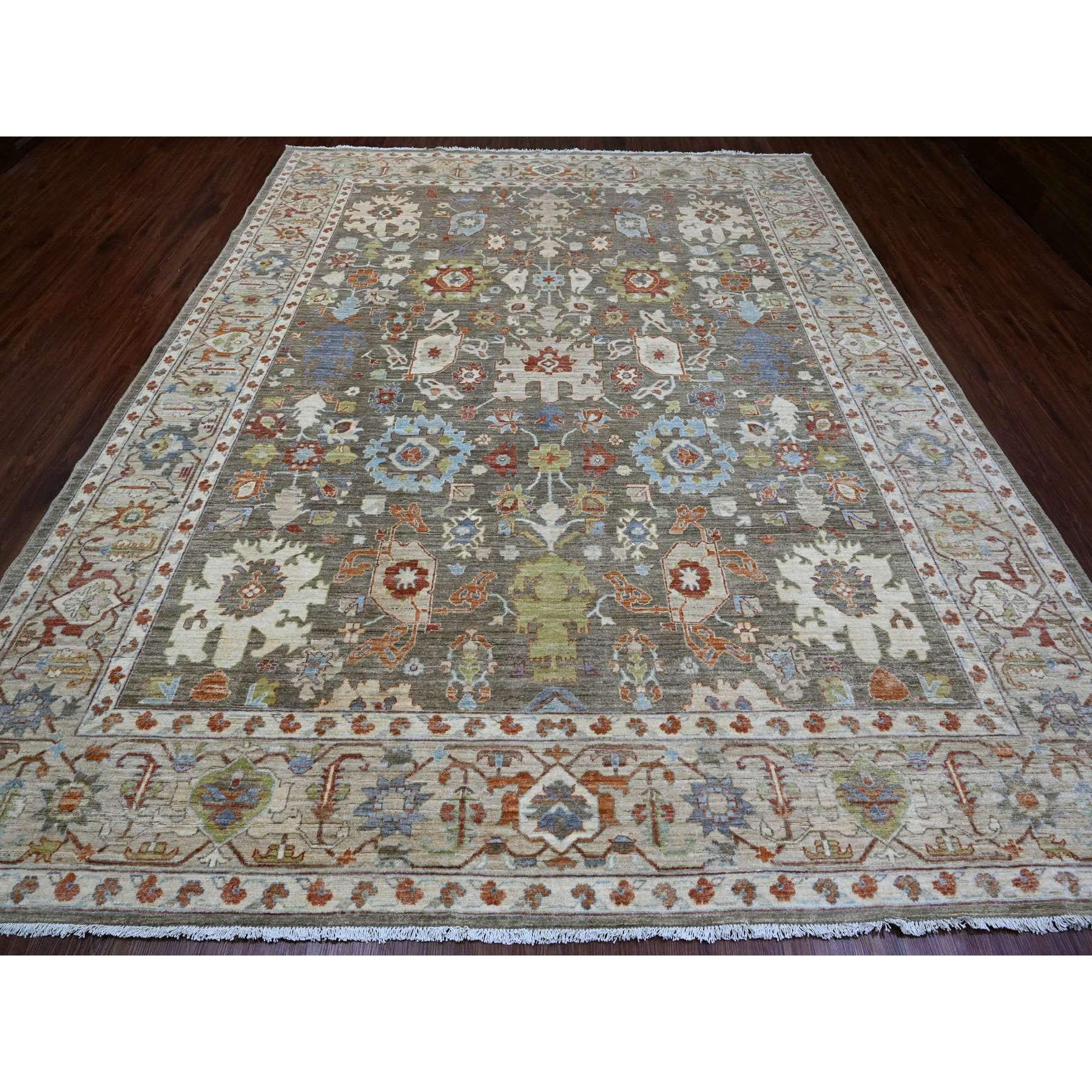 9'3"x11'9" Coffee Brown, Hand Knotted, Peshawar, Ziegler Mahal Revival, Denser Weave, High Mountain Wool, Vegetable Dyes, Oriental Rug Sh20152