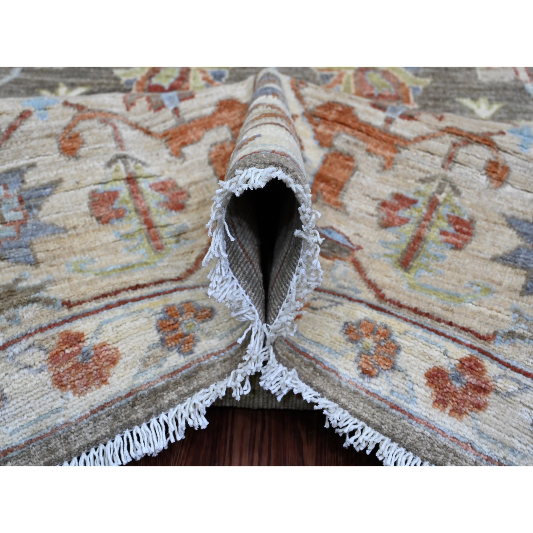 9'3"x11'9" Coffee Brown, Hand Knotted, Peshawar, Ziegler Mahal Revival, Denser Weave, High Mountain Wool, Vegetable Dyes, Oriental Rug Sh20152