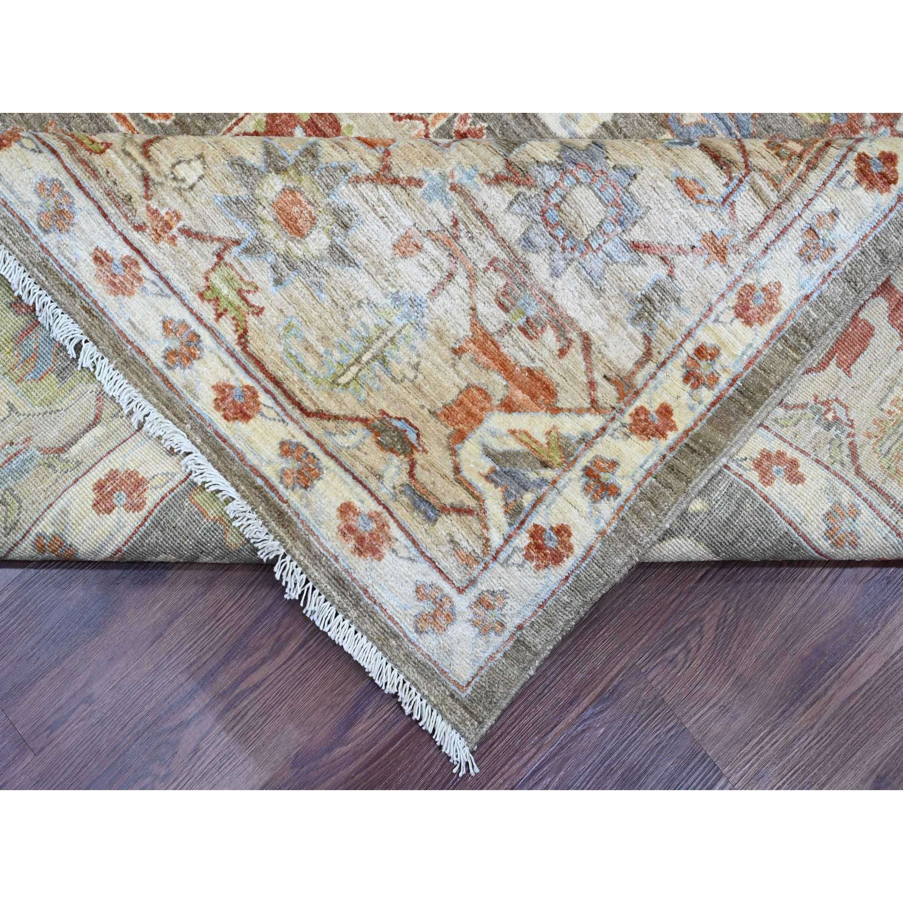 9'3"x11'9" Coffee Brown, Hand Knotted, Peshawar, Ziegler Mahal Revival, Denser Weave, High Mountain Wool, Vegetable Dyes, Oriental Rug Sh20152