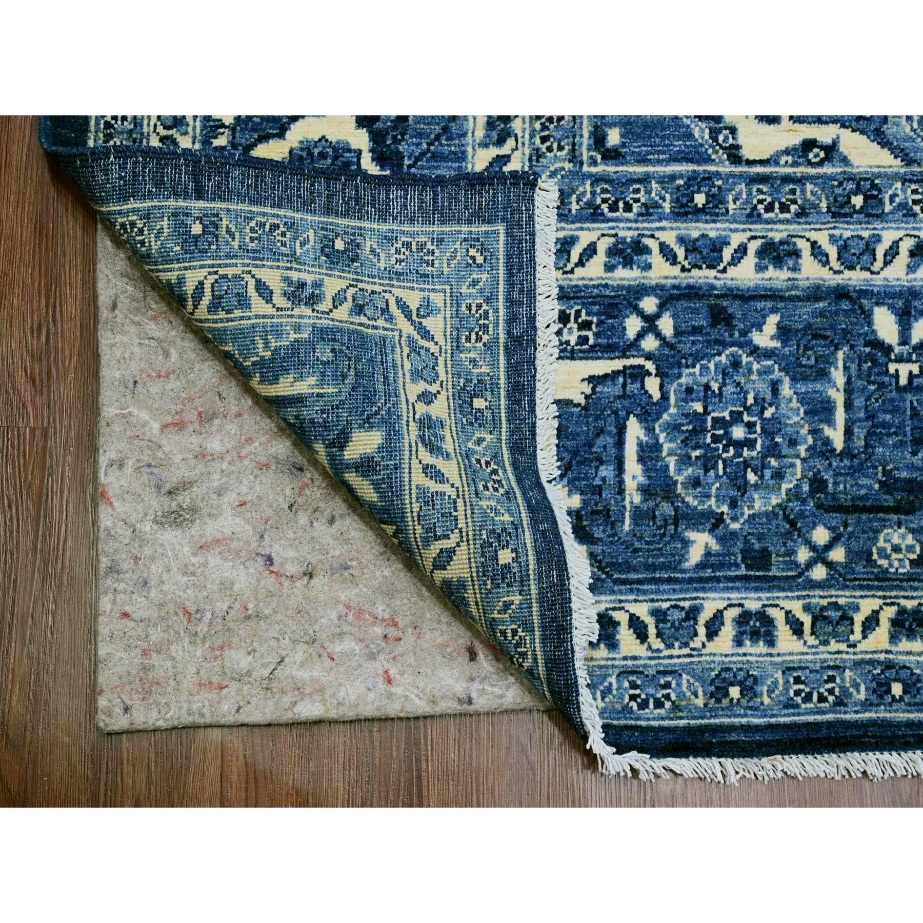 8'9"x11'10" Denim Blue, Peshawar with Serapi Heriz Revival, High Mountain Ghazni Wool, Soft Pile, Hand Knotted, Denser Weave, Oriental Rug Sh20153