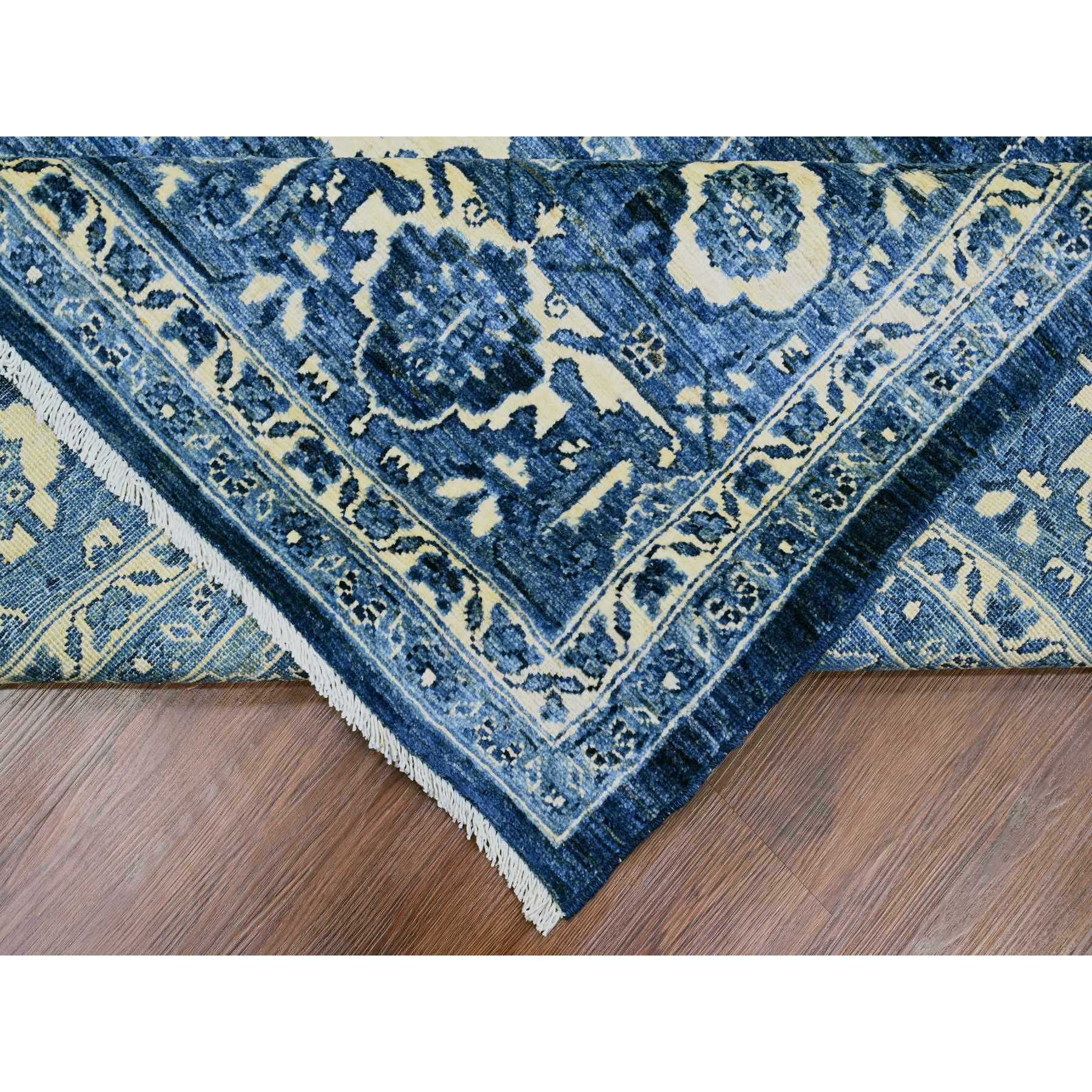 8'9"x11'10" Denim Blue, Peshawar with Serapi Heriz Revival, High Mountain Ghazni Wool, Soft Pile, Hand Knotted, Denser Weave, Oriental Rug Sh20153