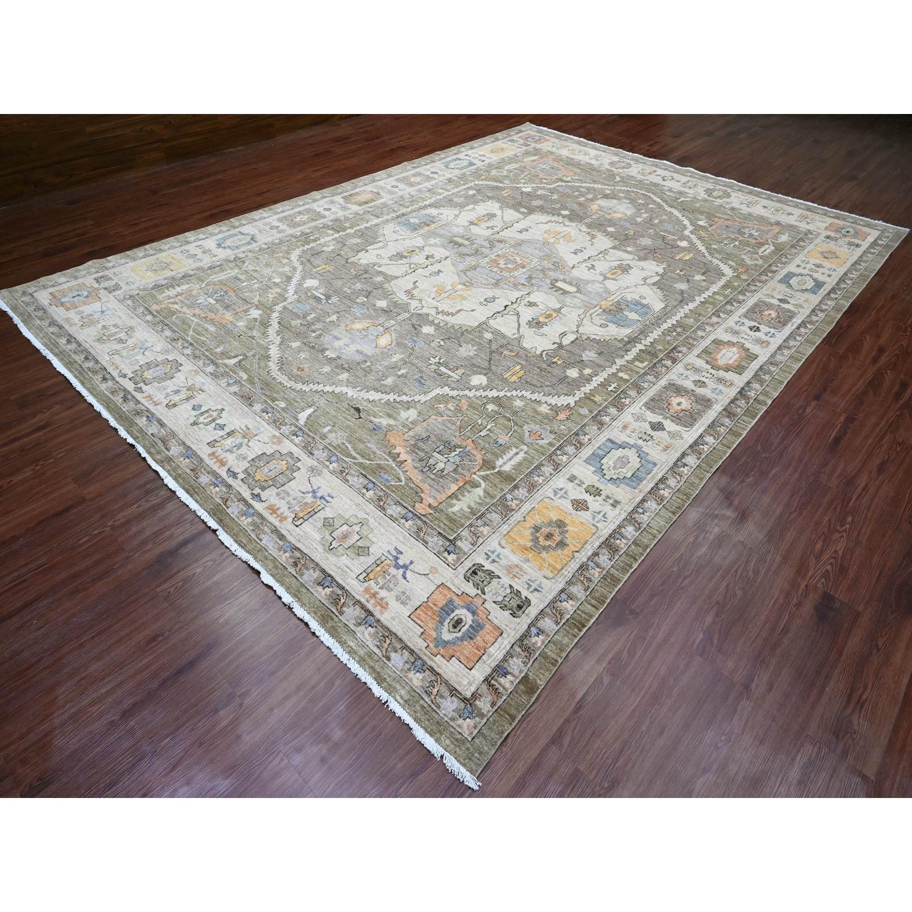 10'x13'8" Cedar Brown, Serapi Heriz Revival, Vegetable Dyes, High Mountain Ghazni Wool, Soft Pile, Hand Knotted, Denser Weave, Oriental Rug Sh20154