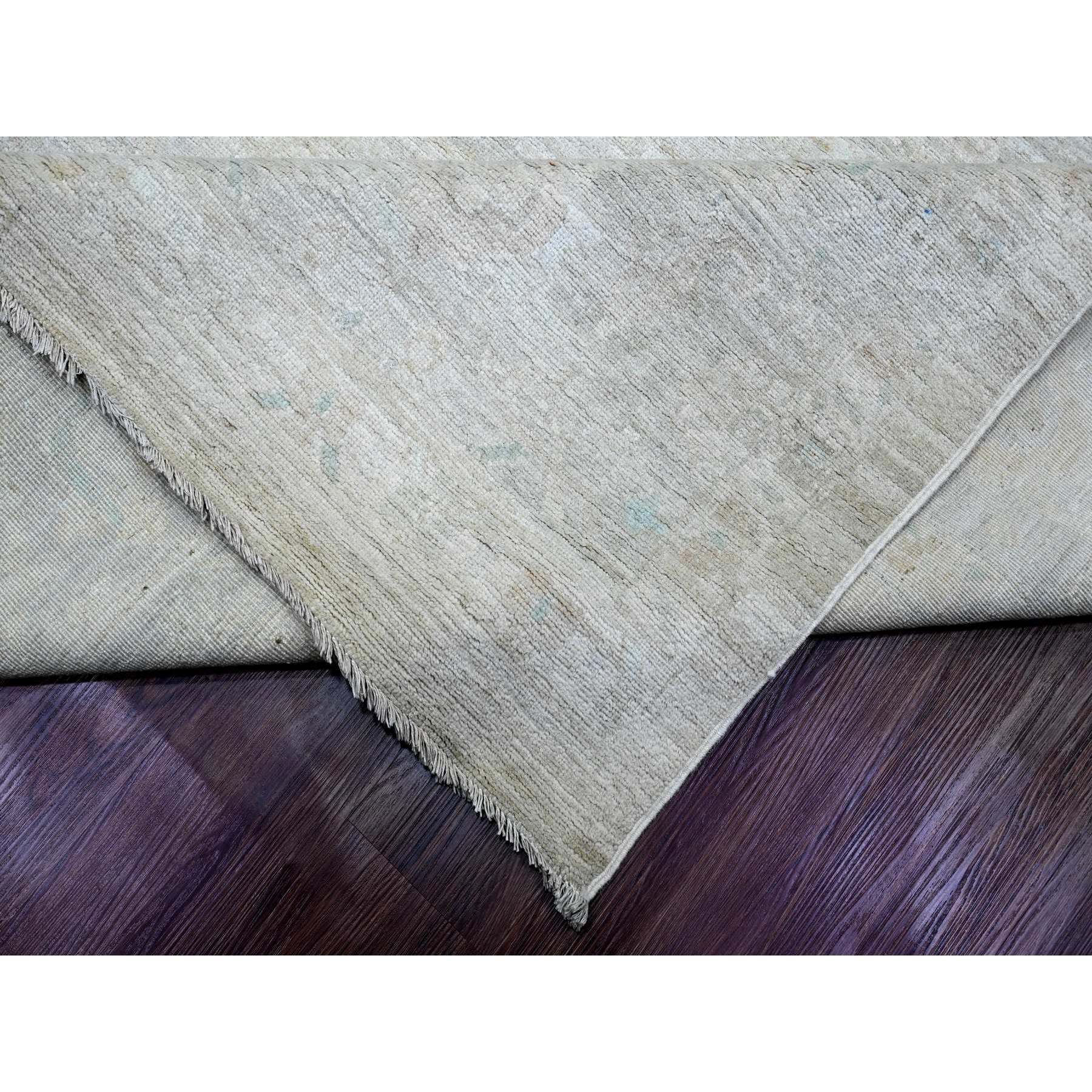 11'5"x15'9" Chiffon White, Washed Out Serapi Heriz, High Mountain Ghazni Wool, Peshawar, Hand Knotted, Denser Weave, Oversized, Oriental Rug Sh20155