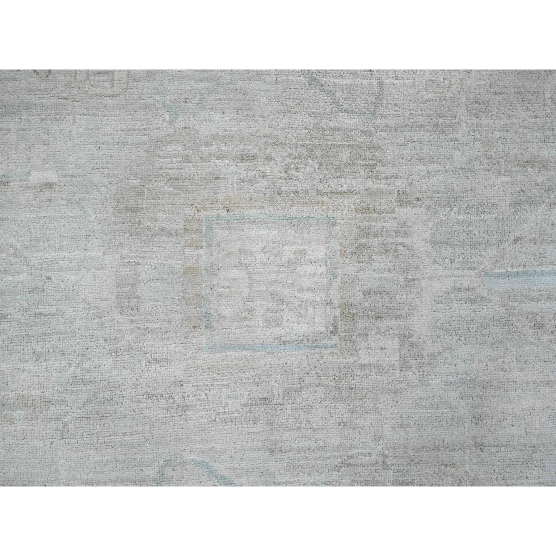 11'5"x15'9" Chiffon White, Washed Out Serapi Heriz, High Mountain Ghazni Wool, Peshawar, Hand Knotted, Denser Weave, Oversized, Oriental Rug Sh20155