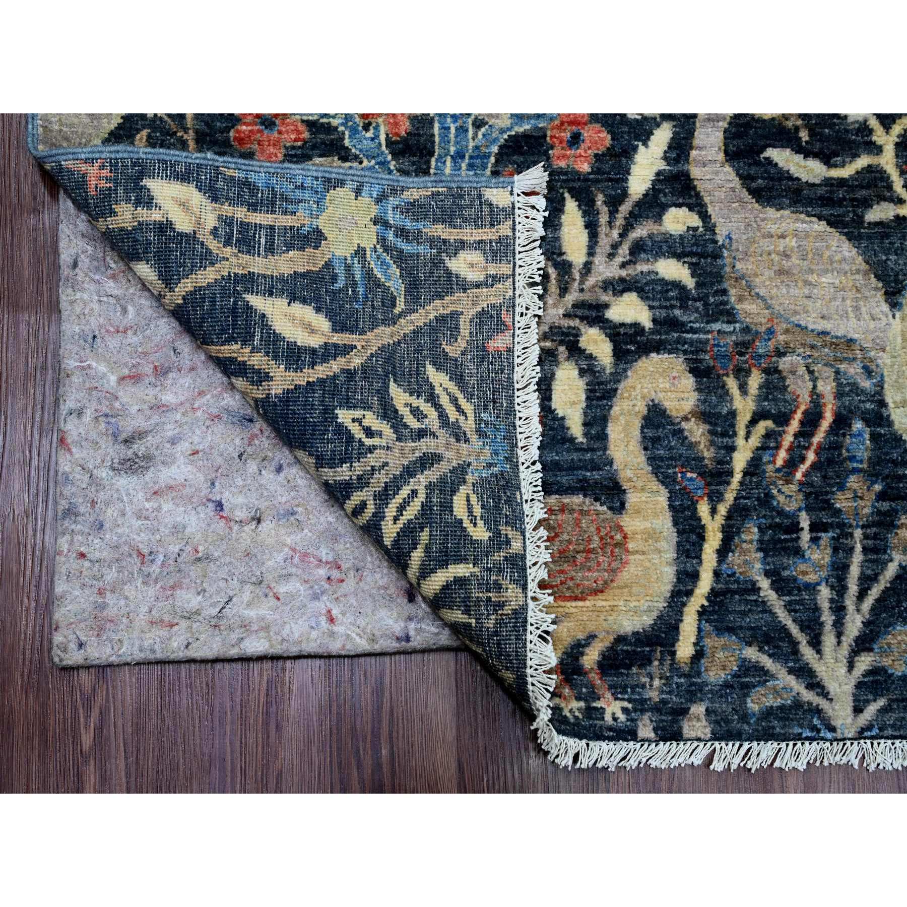8'x10' Space Cadet Blue, Afghan Peshawar with Birds of Paradise Design, Hand Knotted, Soft Wool, Vegetable Dyes, Oriental Rug Sh20158