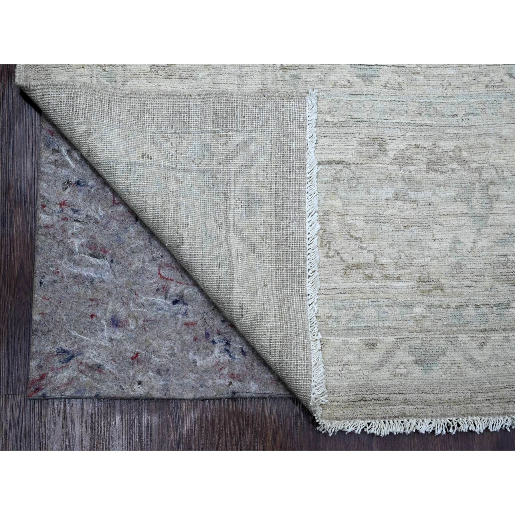 9'9"x13'2" Stone Gray, Washed Out Peshawar with All Over Leaf Pattern, Hand Knotted, Natural Dyes, 100% Wool, Oriental Rug Sh20160