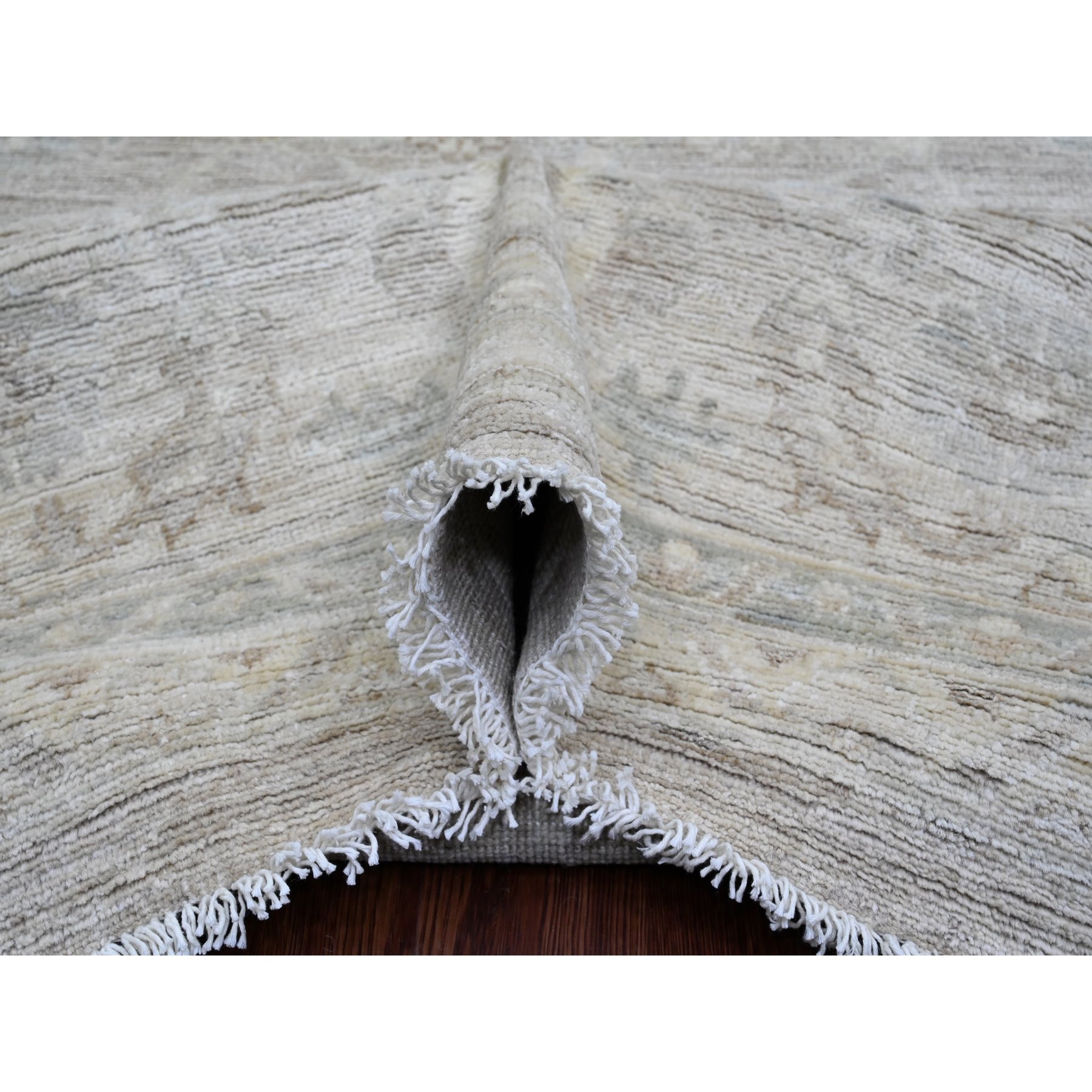 9'9"x13'2" Stone Gray, Washed Out Peshawar with All Over Leaf Pattern, Hand Knotted, Natural Dyes, 100% Wool, Oriental Rug Sh20160