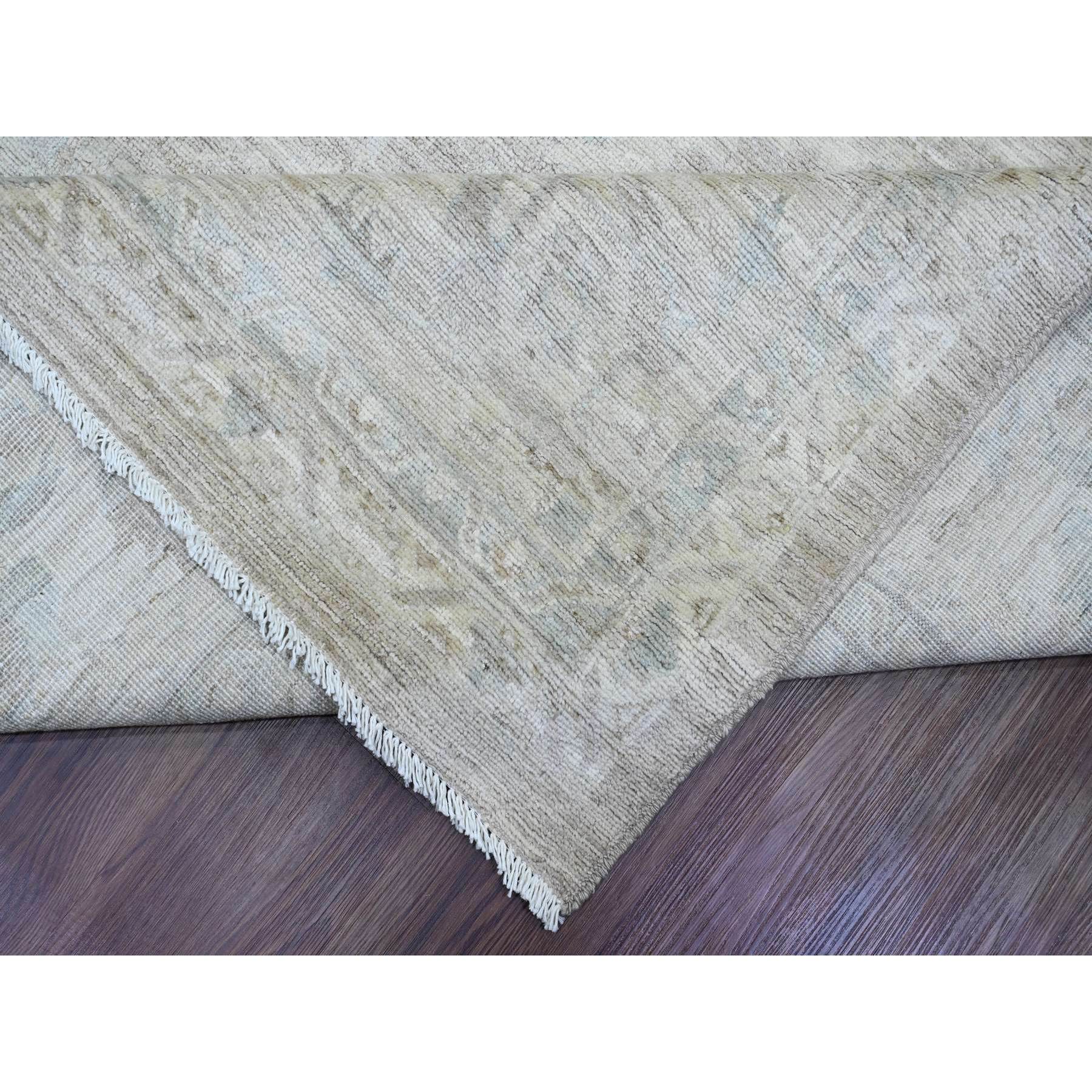9'9"x13'2" Stone Gray, Washed Out Peshawar with All Over Leaf Pattern, Hand Knotted, Natural Dyes, 100% Wool, Oriental Rug Sh20160