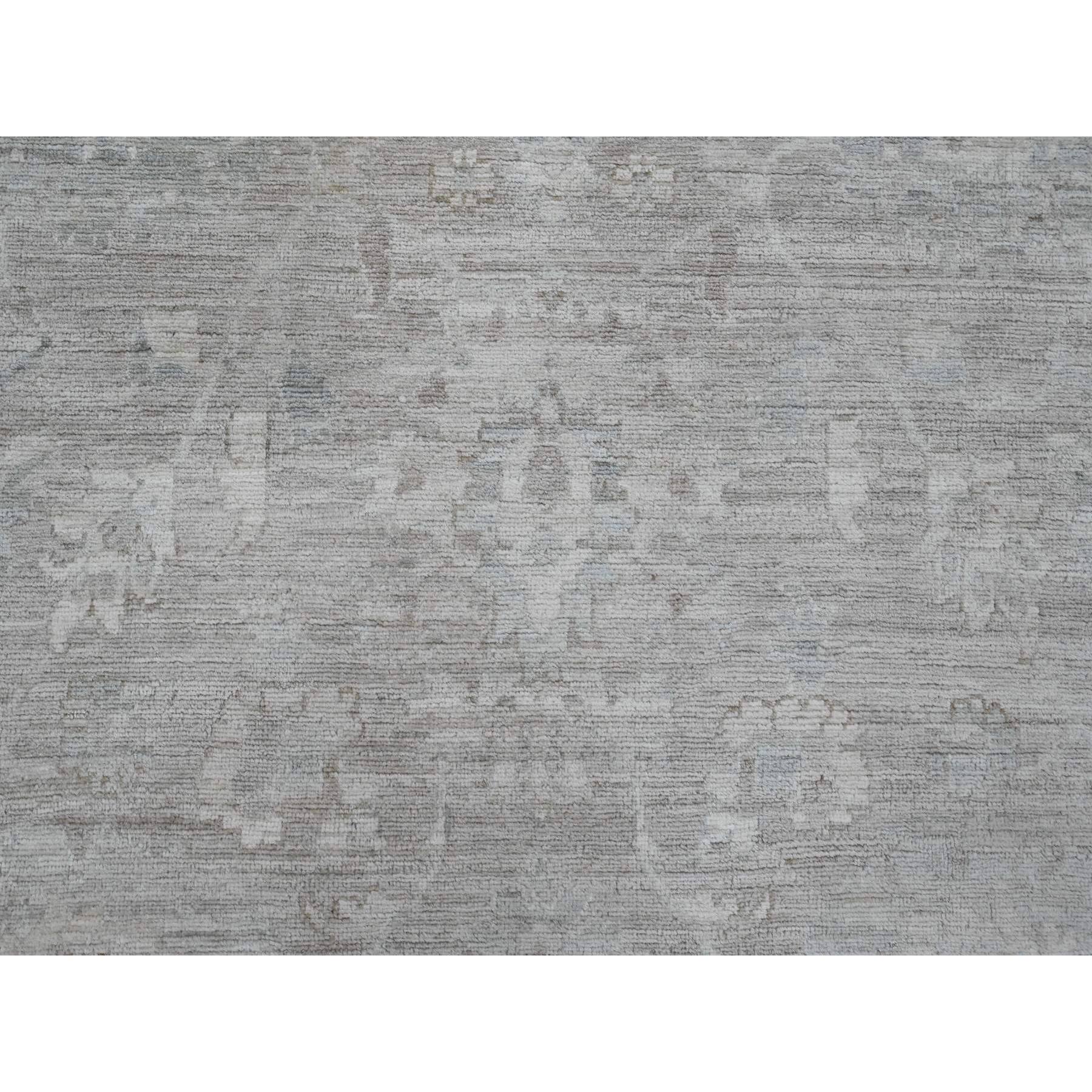 9'9"x13'2" Stone Gray, Washed Out Peshawar with All Over Leaf Pattern, Hand Knotted, Natural Dyes, 100% Wool, Oriental Rug Sh20160