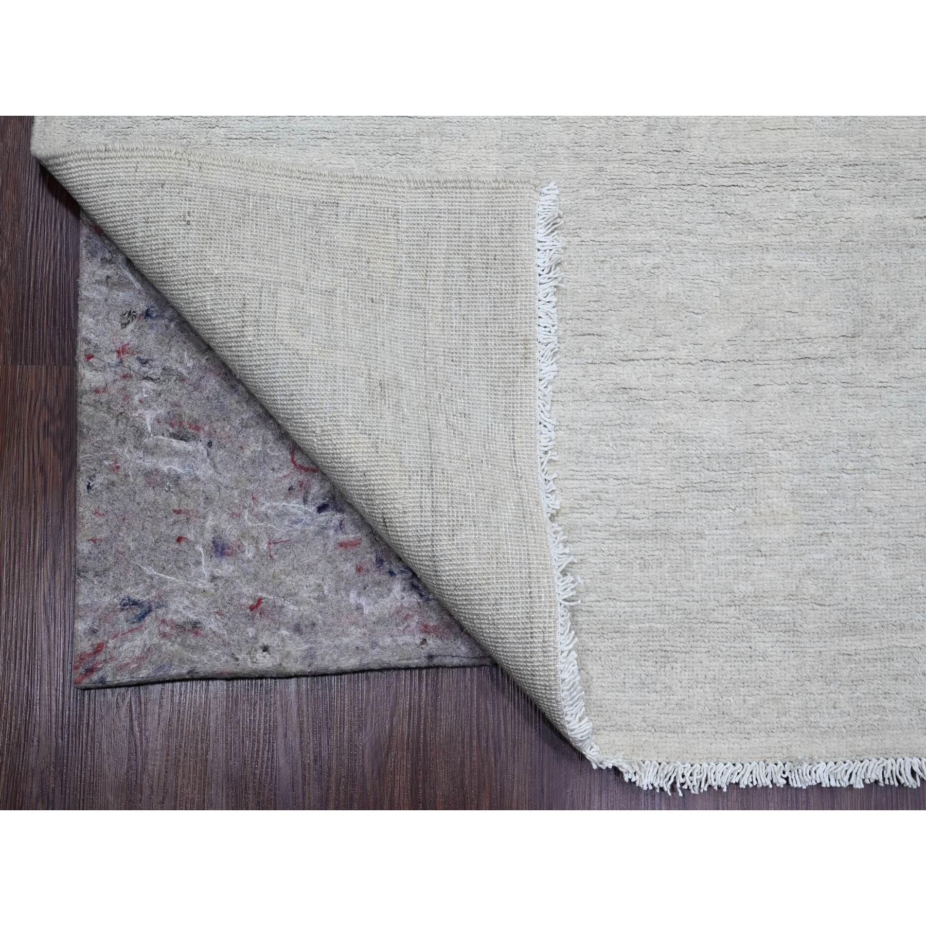 10'x13' Pearl White, Stone Washed Peshawar with All Over Pattern, Hand Knotted, Vegetable Dyes, Pure Wool, Oriental Rug Sh20161