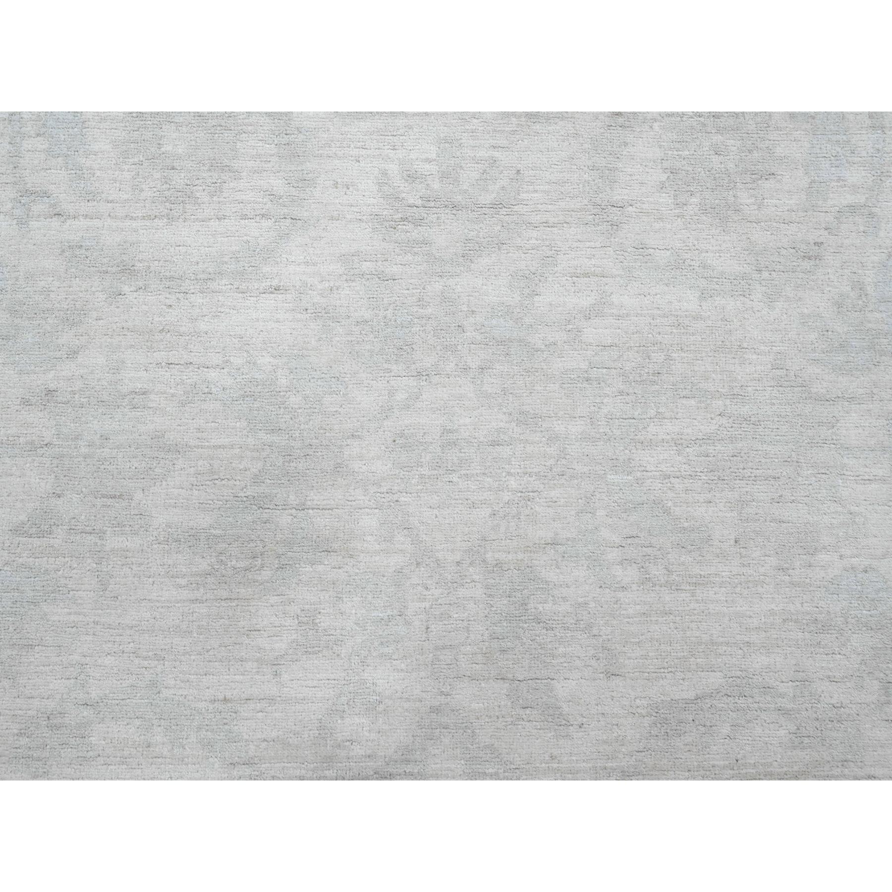 10'x13' Pearl White, Stone Washed Peshawar with All Over Pattern, Hand Knotted, Vegetable Dyes, Pure Wool, Oriental Rug Sh20161