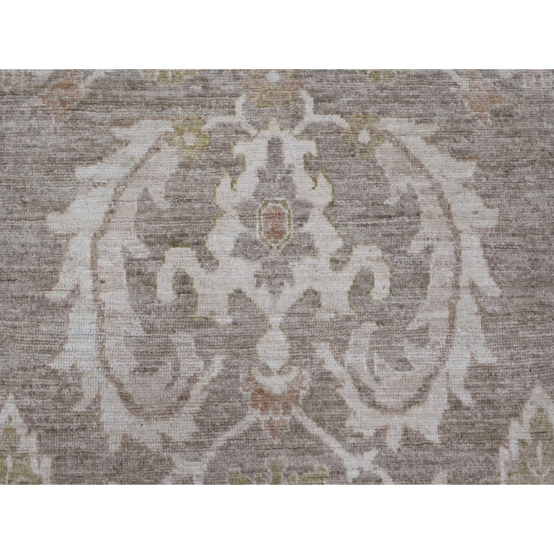 9'1"x11'4" Cedar Brown, Washed Out Peshawar with All Over Leaf Pattern, Natural Dyes, 100% Wool, Hand Knotted, Oriental Rug Sh20164