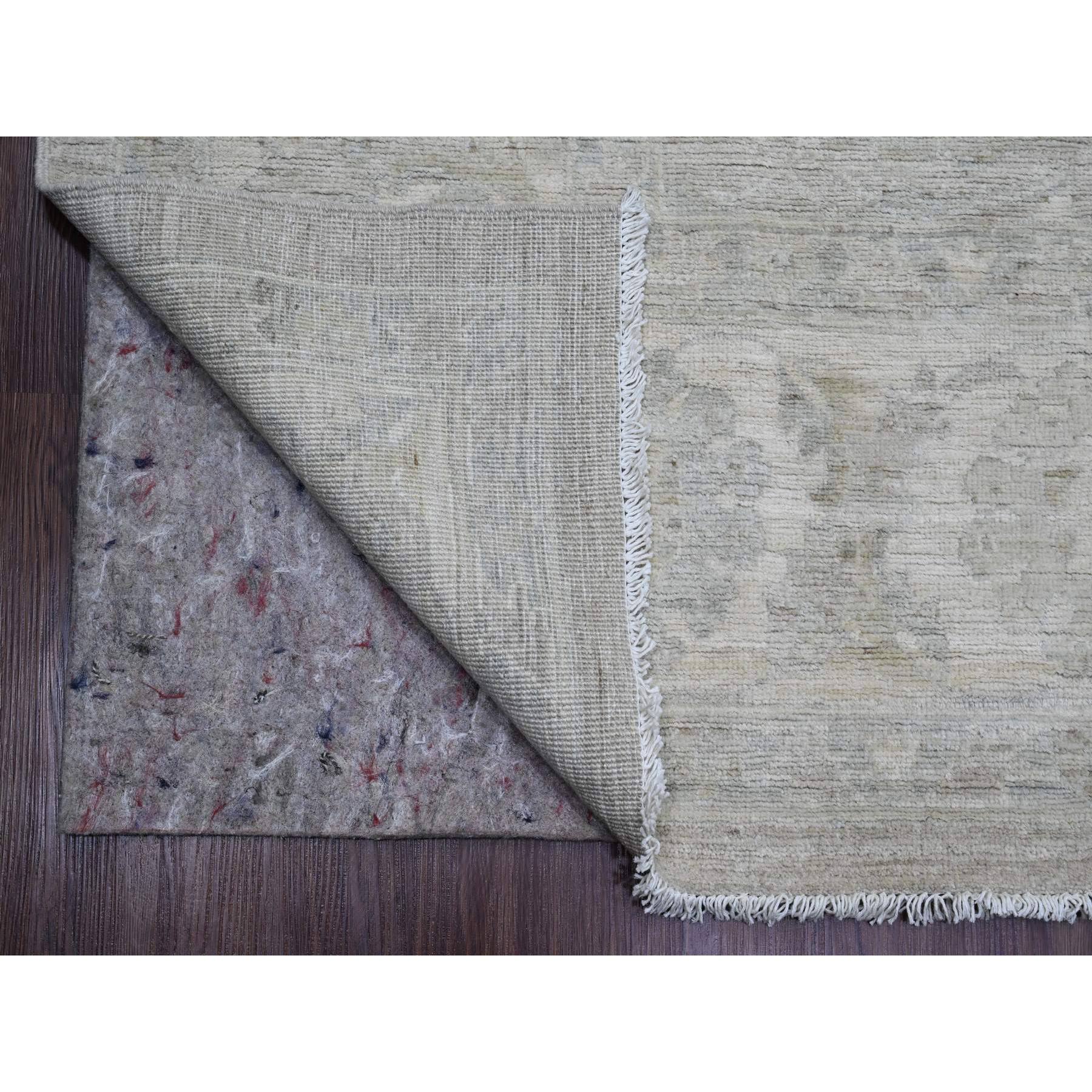 9'x12' Medium Gray, Hand Knotted, Washed Out Peshawar with All Over Vines Design, Natural Dyes, 100% Wool, Oriental Rug Sh20166