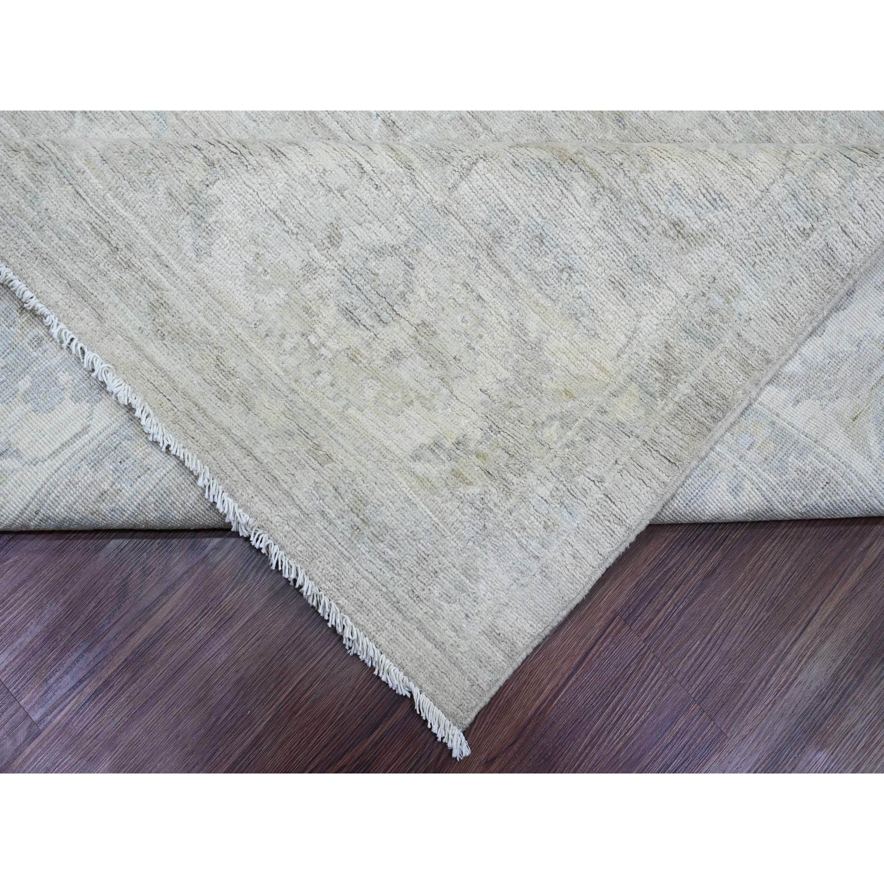 9'x12' Medium Gray, Hand Knotted, Washed Out Peshawar with All Over Vines Design, Natural Dyes, 100% Wool, Oriental Rug Sh20166
