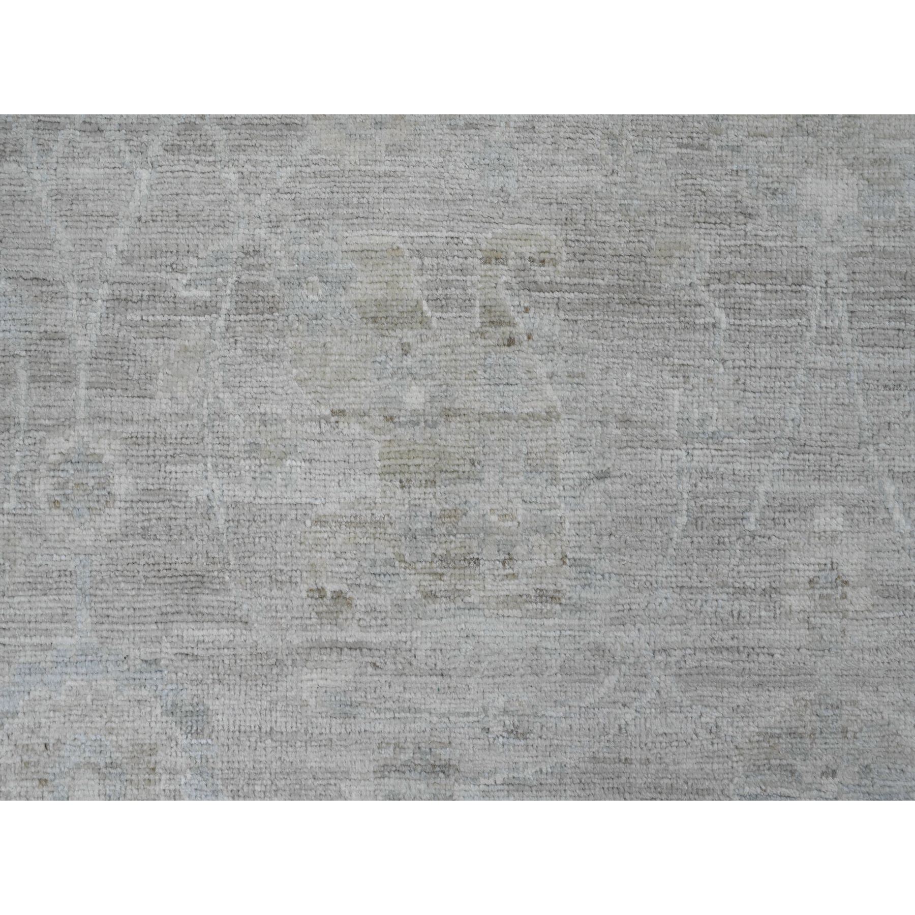 9'x12' Medium Gray, Hand Knotted, Washed Out Peshawar with All Over Vines Design, Natural Dyes, 100% Wool, Oriental Rug Sh20166