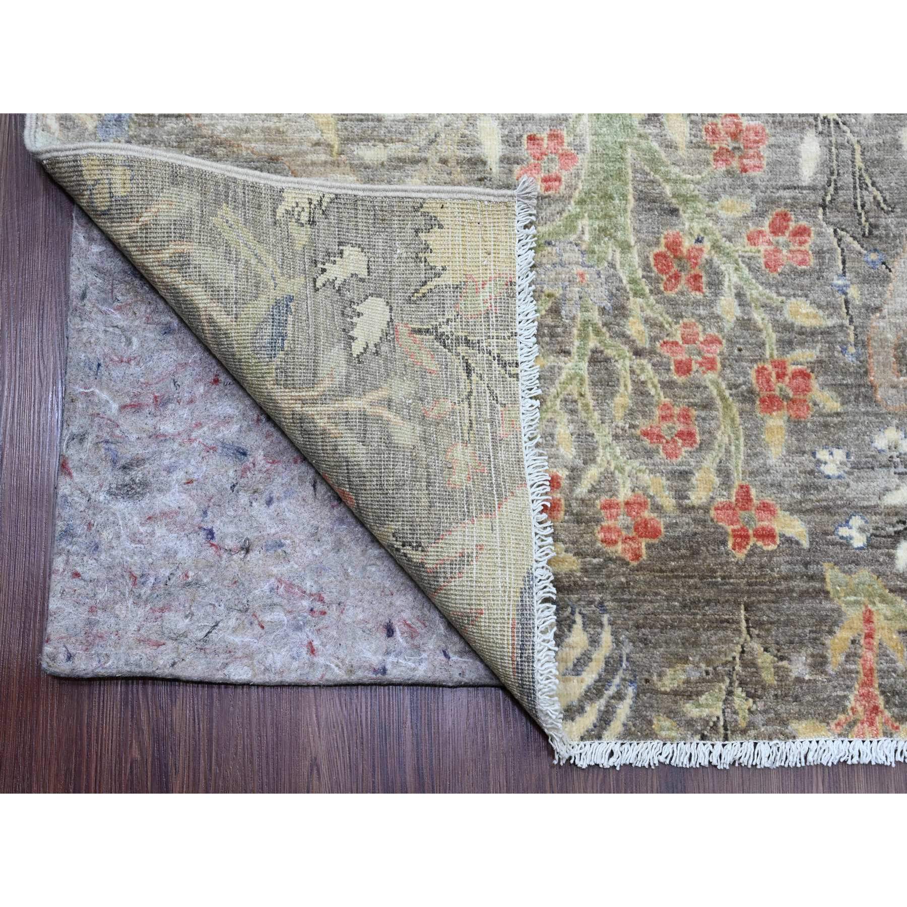 9'1"x11'9" Cedar Brown, Afghan Peshawar with Birds of Paradise Design, Soft Wool, Vegetable Dyes, Hand Knotted, Oriental Rug Sh20173