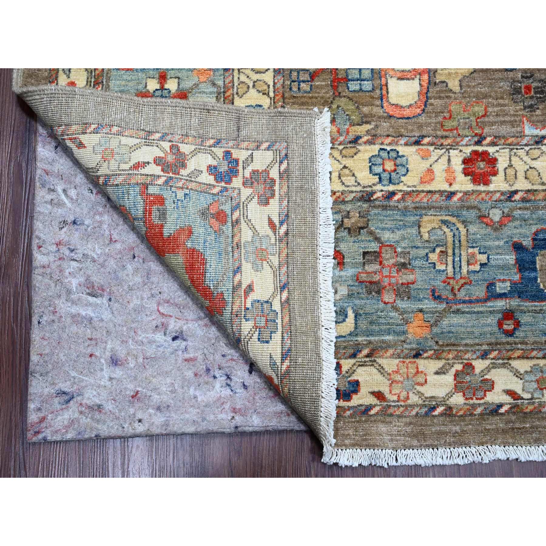 9'10"x13'7" Walnut Brown, Peshawar with Bijar Garus Design, Colorful Pattern, Hand Knotted, Vegetable Dyes, Densely Woven, High Mountain Wool, Oriental Rug Sh20176