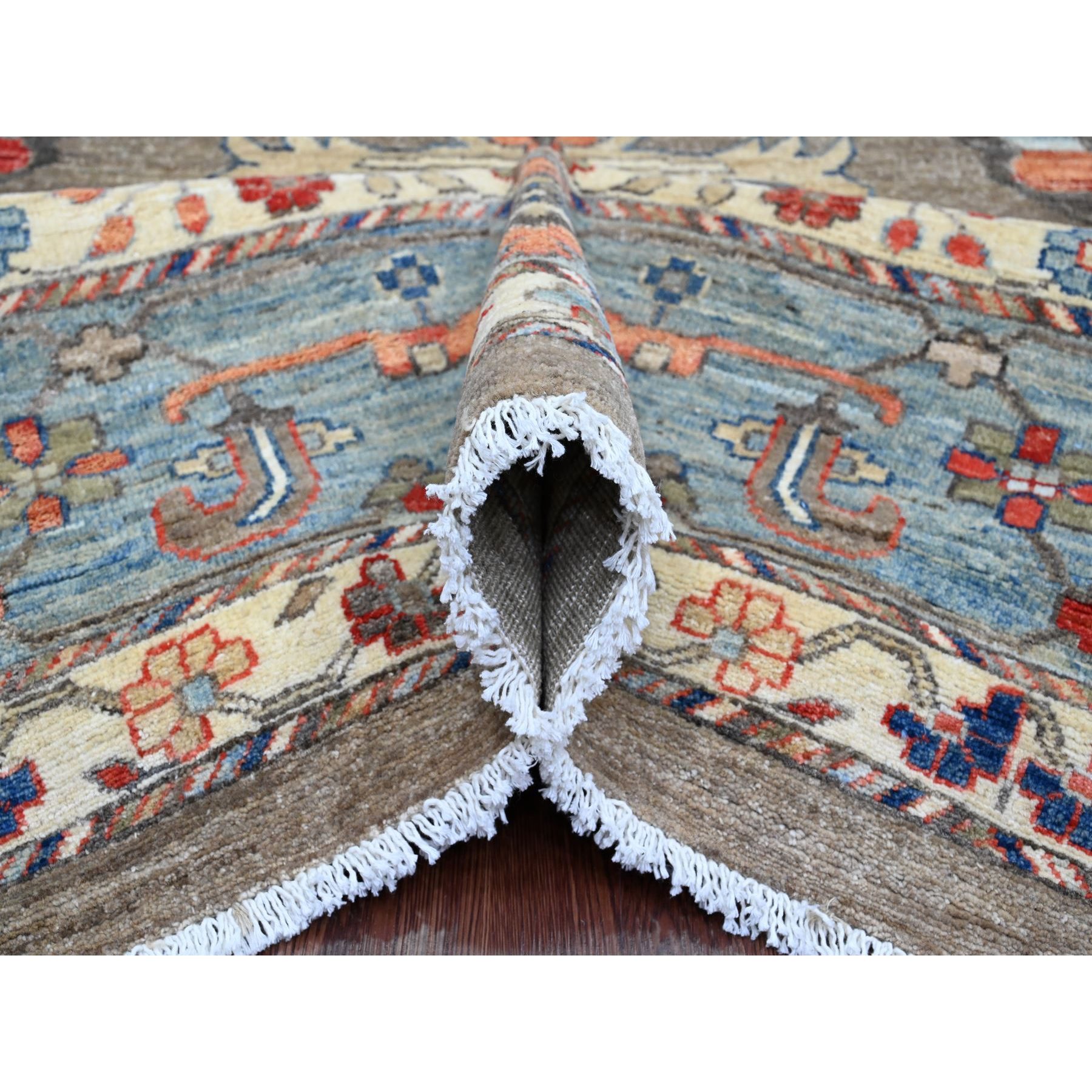9'10"x13'7" Walnut Brown, Peshawar with Bijar Garus Design, Colorful Pattern, Hand Knotted, Vegetable Dyes, Densely Woven, High Mountain Wool, Oriental Rug Sh20176