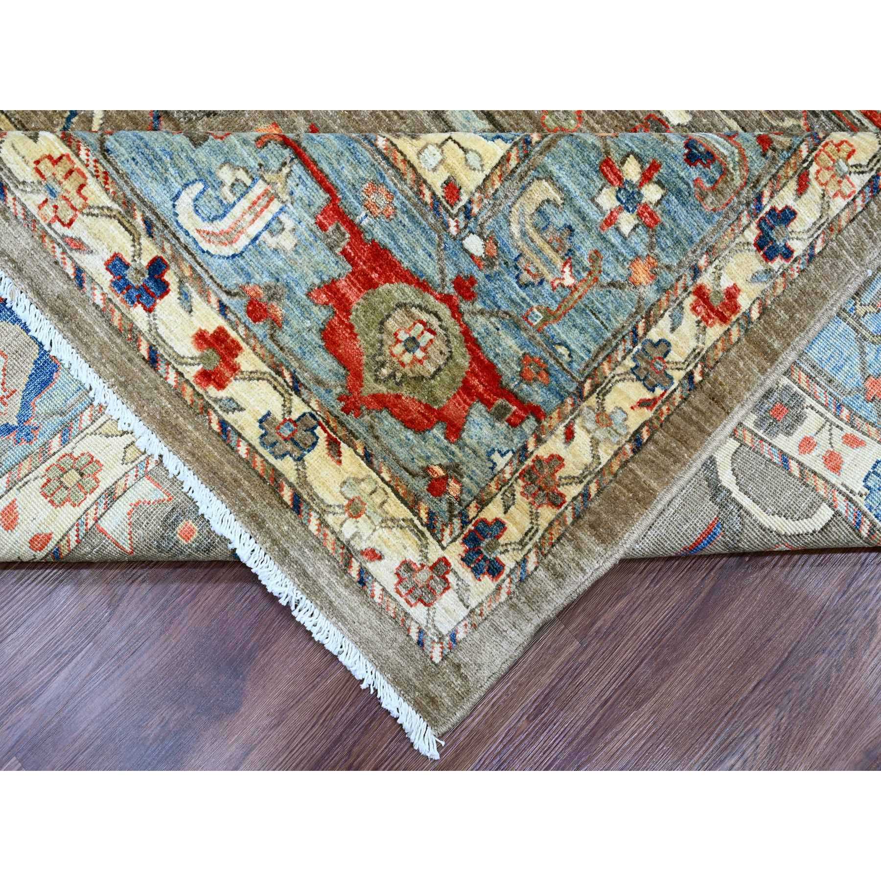 9'10"x13'7" Walnut Brown, Peshawar with Bijar Garus Design, Colorful Pattern, Hand Knotted, Vegetable Dyes, Densely Woven, High Mountain Wool, Oriental Rug Sh20176
