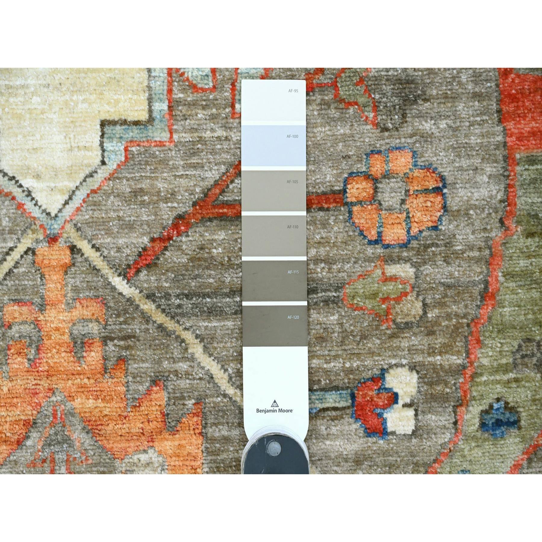 9'10"x13'7" Walnut Brown, Peshawar with Bijar Garus Design, Colorful Pattern, Hand Knotted, Vegetable Dyes, Densely Woven, High Mountain Wool, Oriental Rug Sh20176