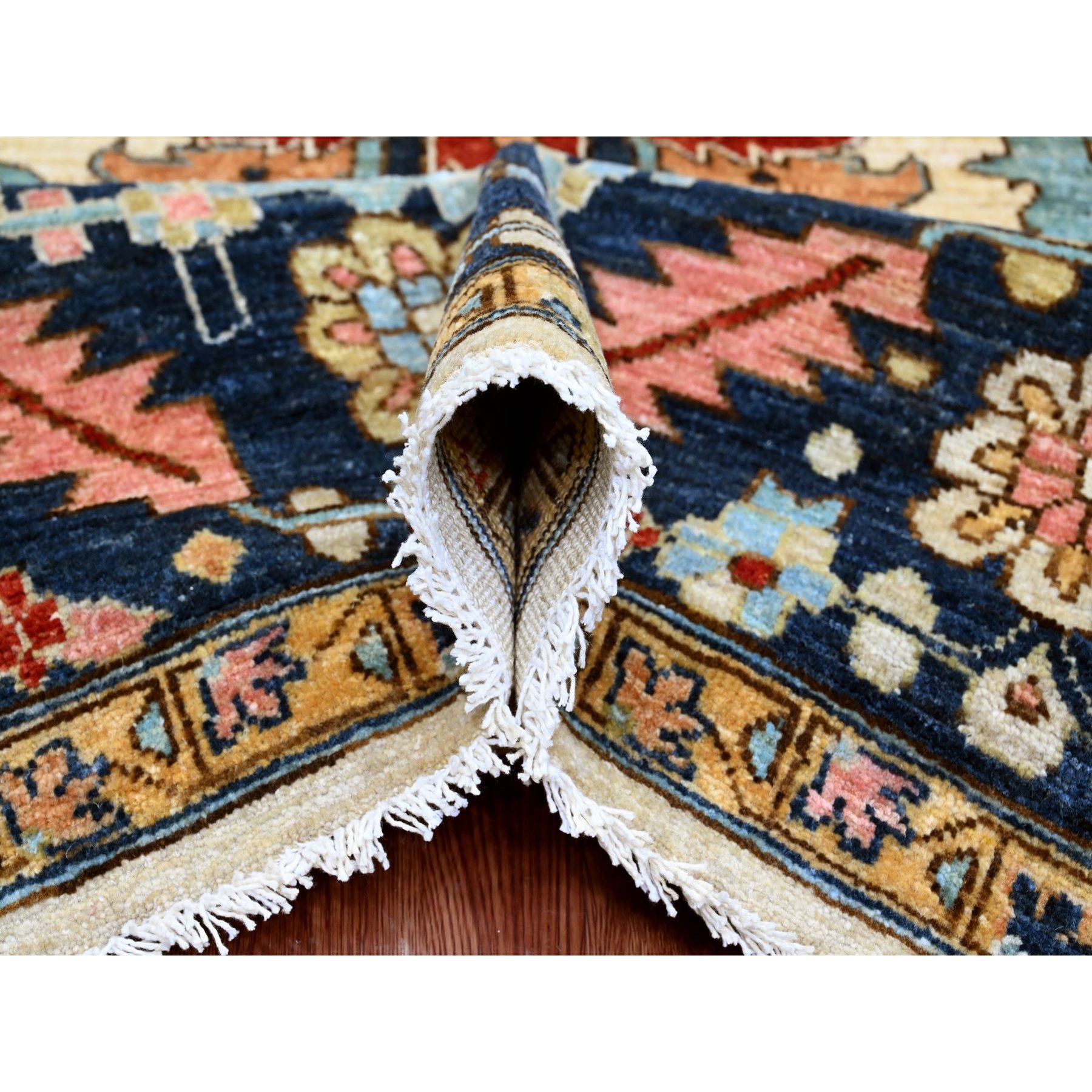 8'x10' Pristine White, Peshawar Serapi Heriz All Over Design, Vegetable Dyes, High Mountain Wool, Hand Knotted, Oriental Rug Sh20177